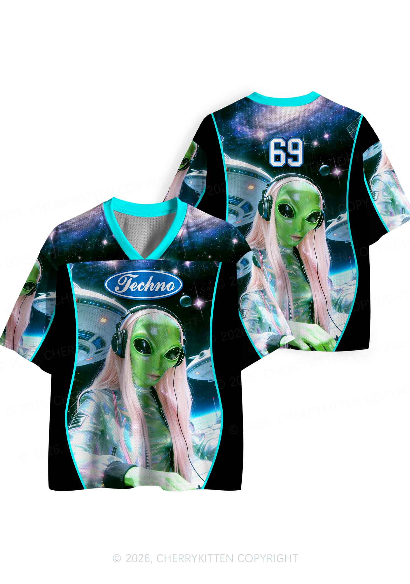 Techno Alien DJ Y2K Sport Jersey Shirts Cherrykitten - Image 5