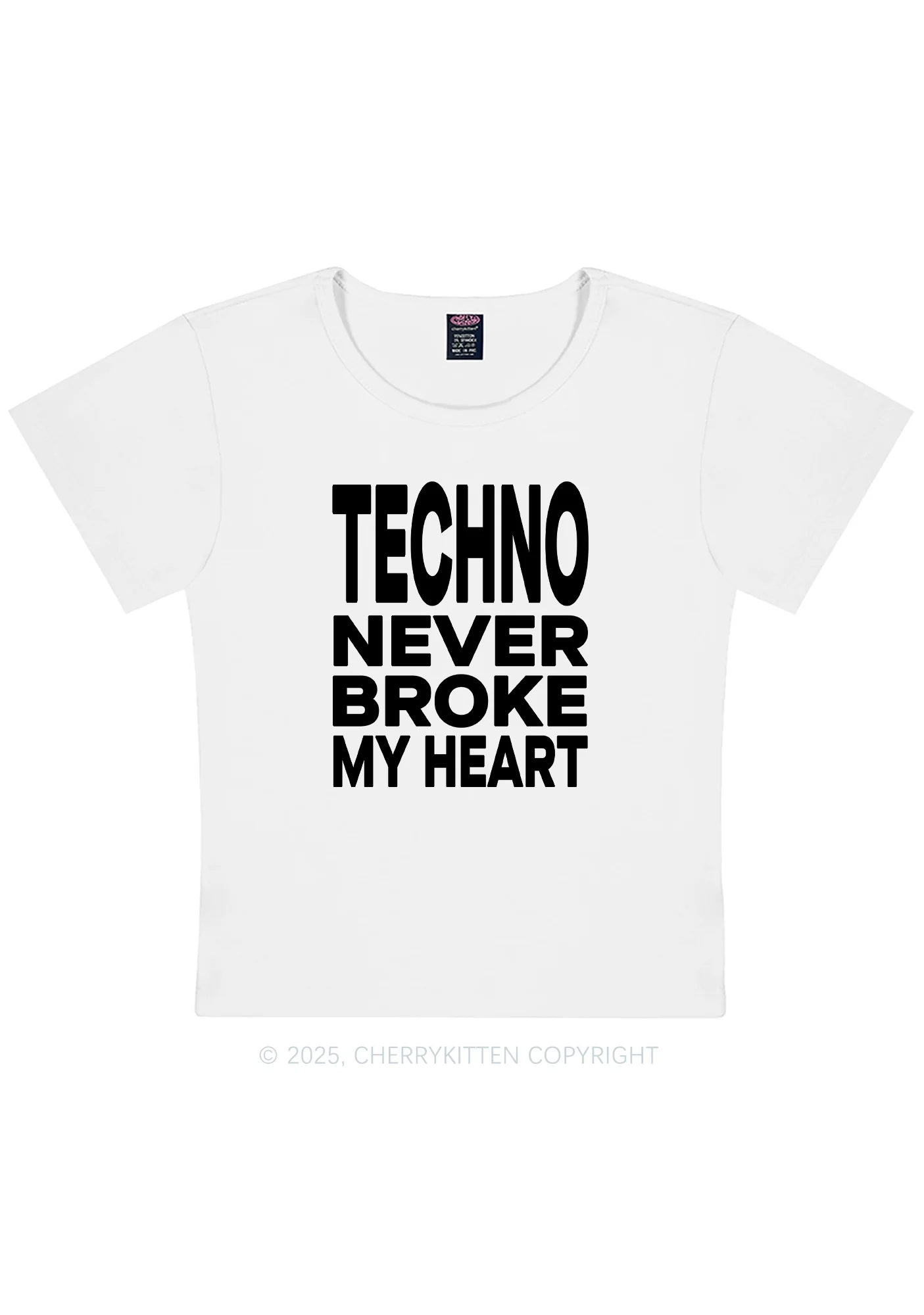 Techno Heart Y2K Baby Tee Cherrykitten - Image 3