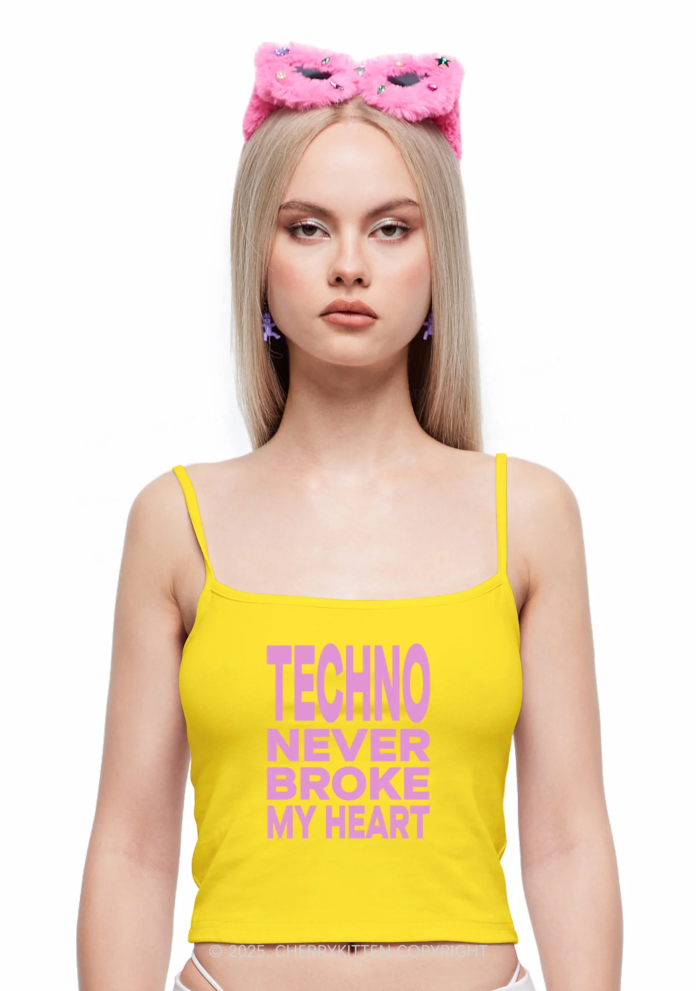 Techno Heart Y2K Spaghetti Strap Cami Cherrykitten - Image 2