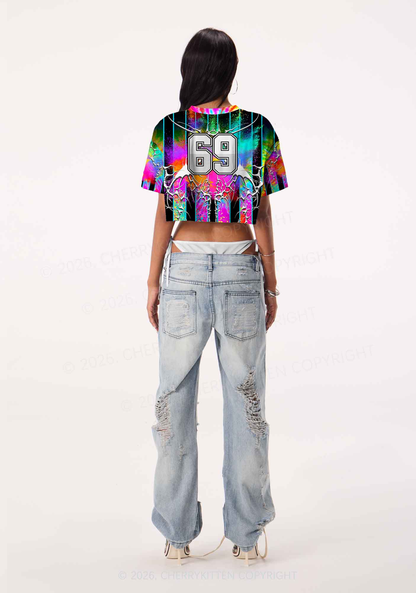 Techno Never Broke My Heart Y2K Crop Sport Jersey Shirts Cherrykitten - Image 3