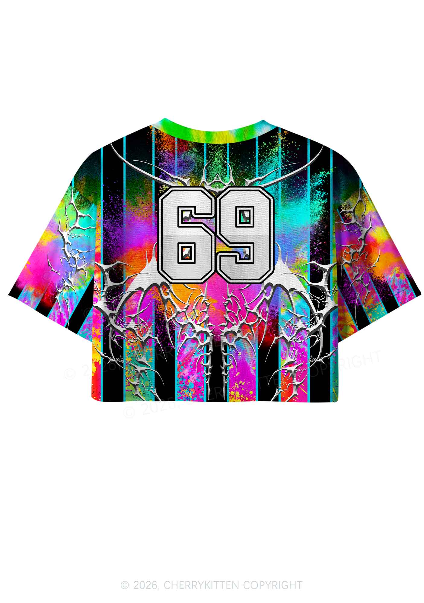 Techno Never Broke My Heart Y2K Crop Sport Jersey Shirts Cherrykitten - Image 4