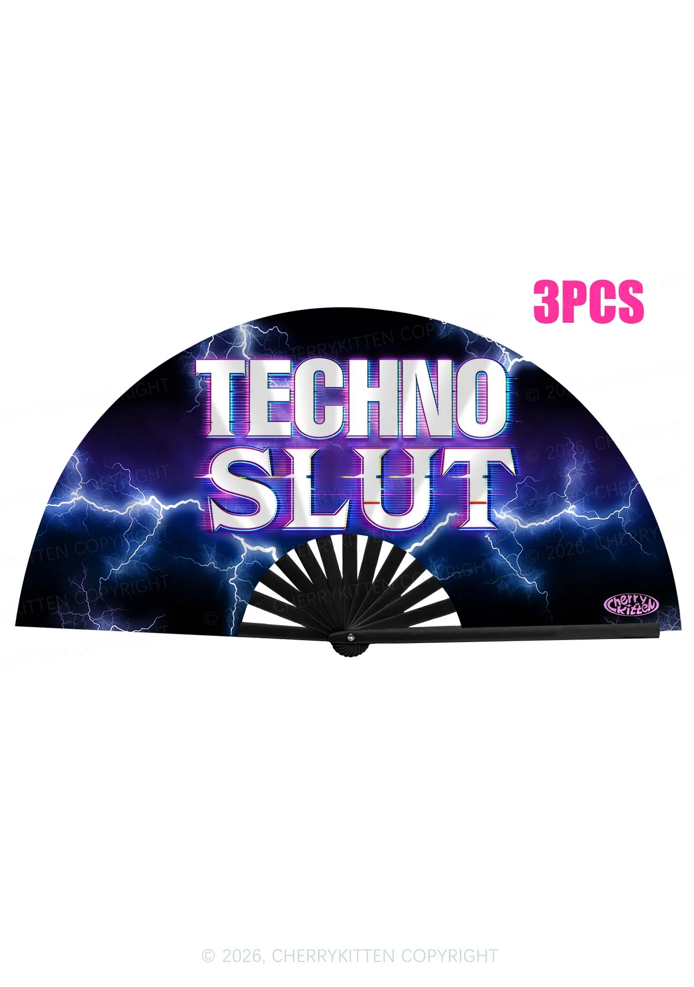 Techno Slxt Y2K Rave Hand Fan Cherrykitten - Image 3