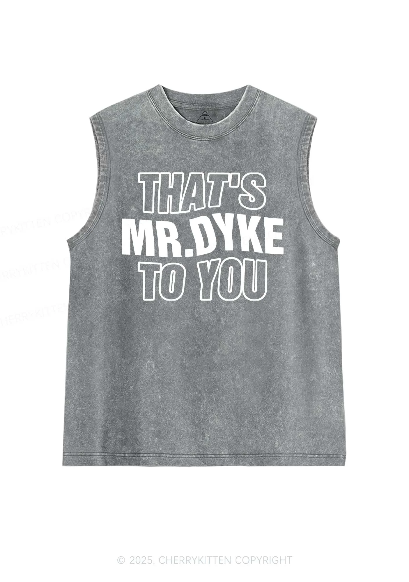 Thats Mr Dyke Pride Y2K Washed Muscle Tank Cherrykitten - Image 6
