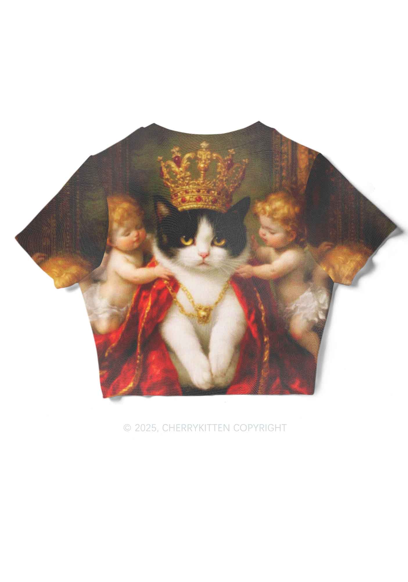 The Cat King And Angels Y2K Mesh Crop Top Cherrykitten - Image 5