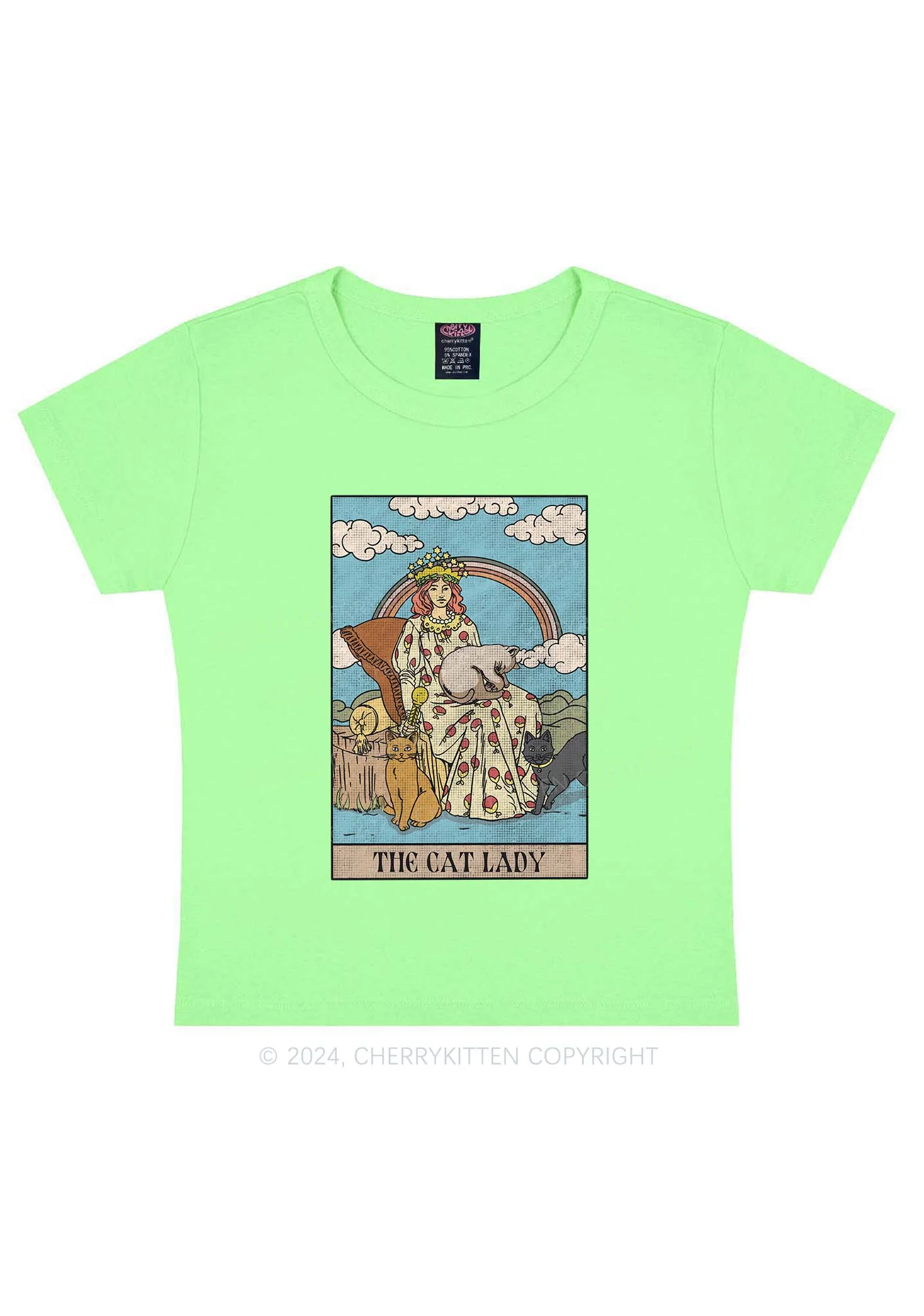 The Cat Lady Y2K Baby Tee Cherrykitten - Image 12