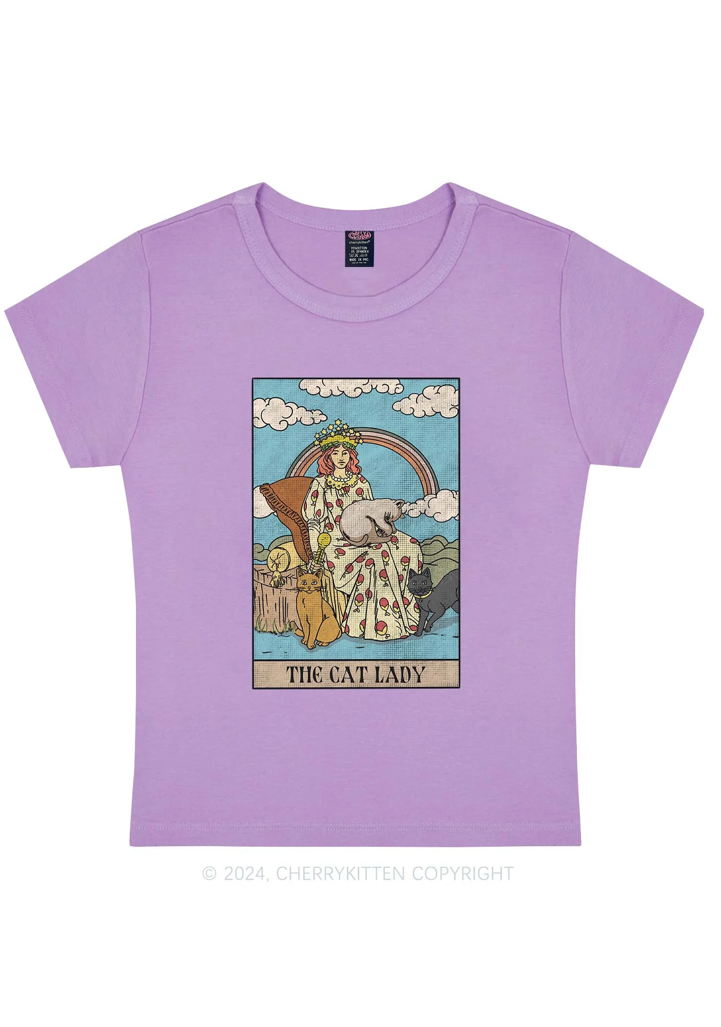 The Cat Lady Y2K Baby Tee Cherrykitten - Image 6