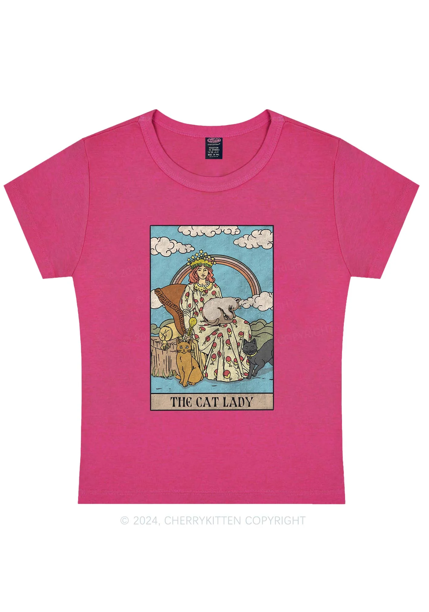 The Cat Lady Y2K Baby Tee Cherrykitten - Image 7