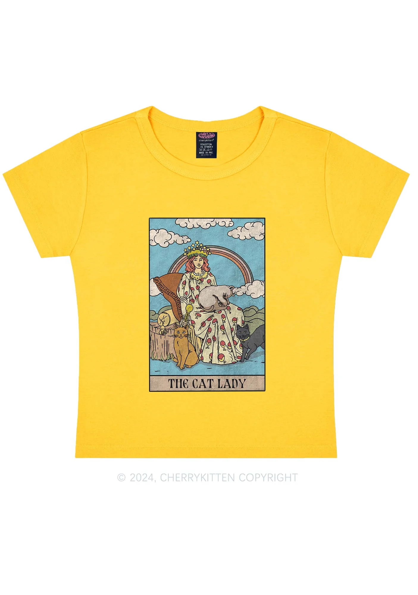 The Cat Lady Y2K Baby Tee Cherrykitten - Image 8