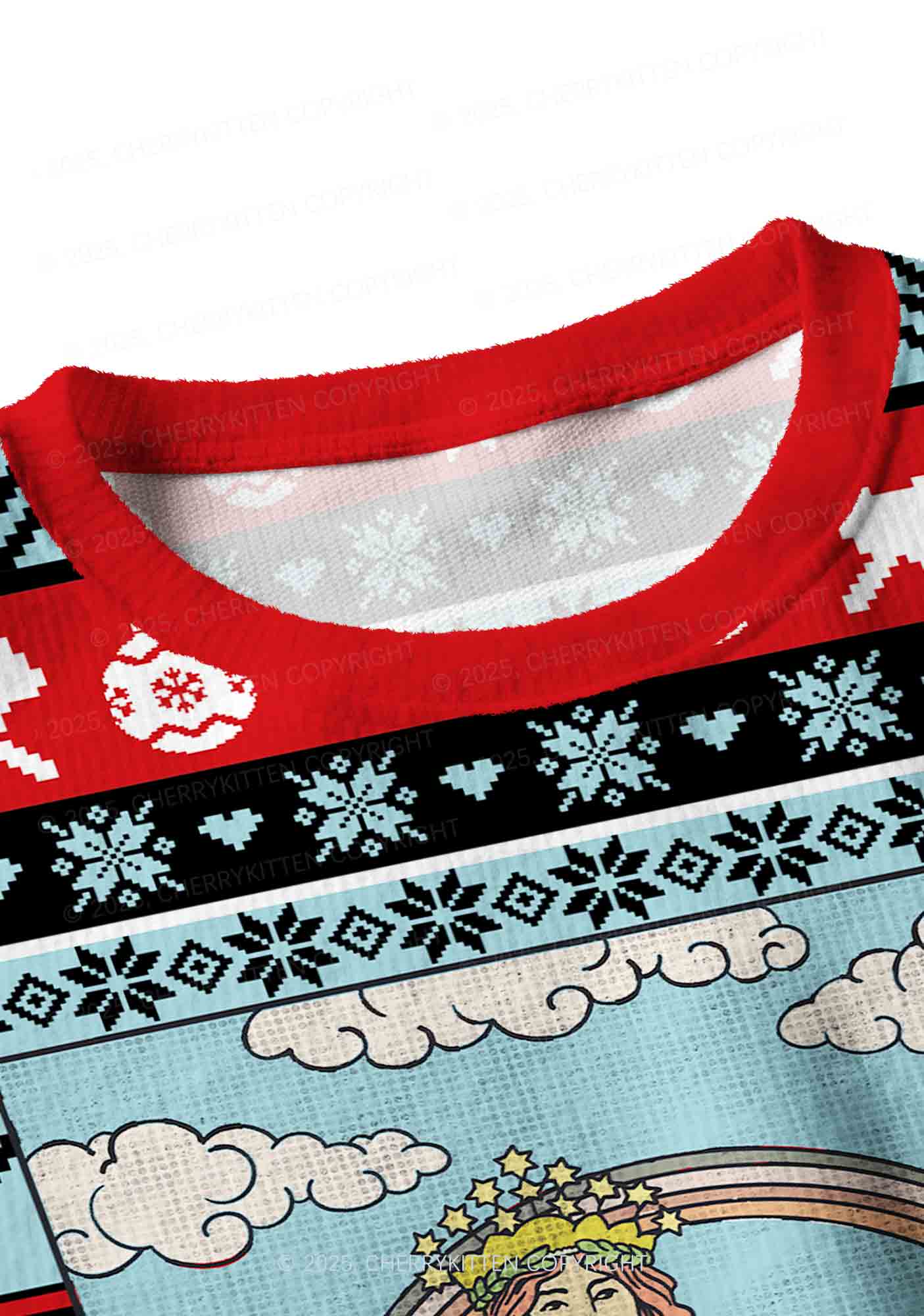 The Cat Lady Y2K Christmas Crop Knit Sweatshirt Cherrykitten - Image 4
