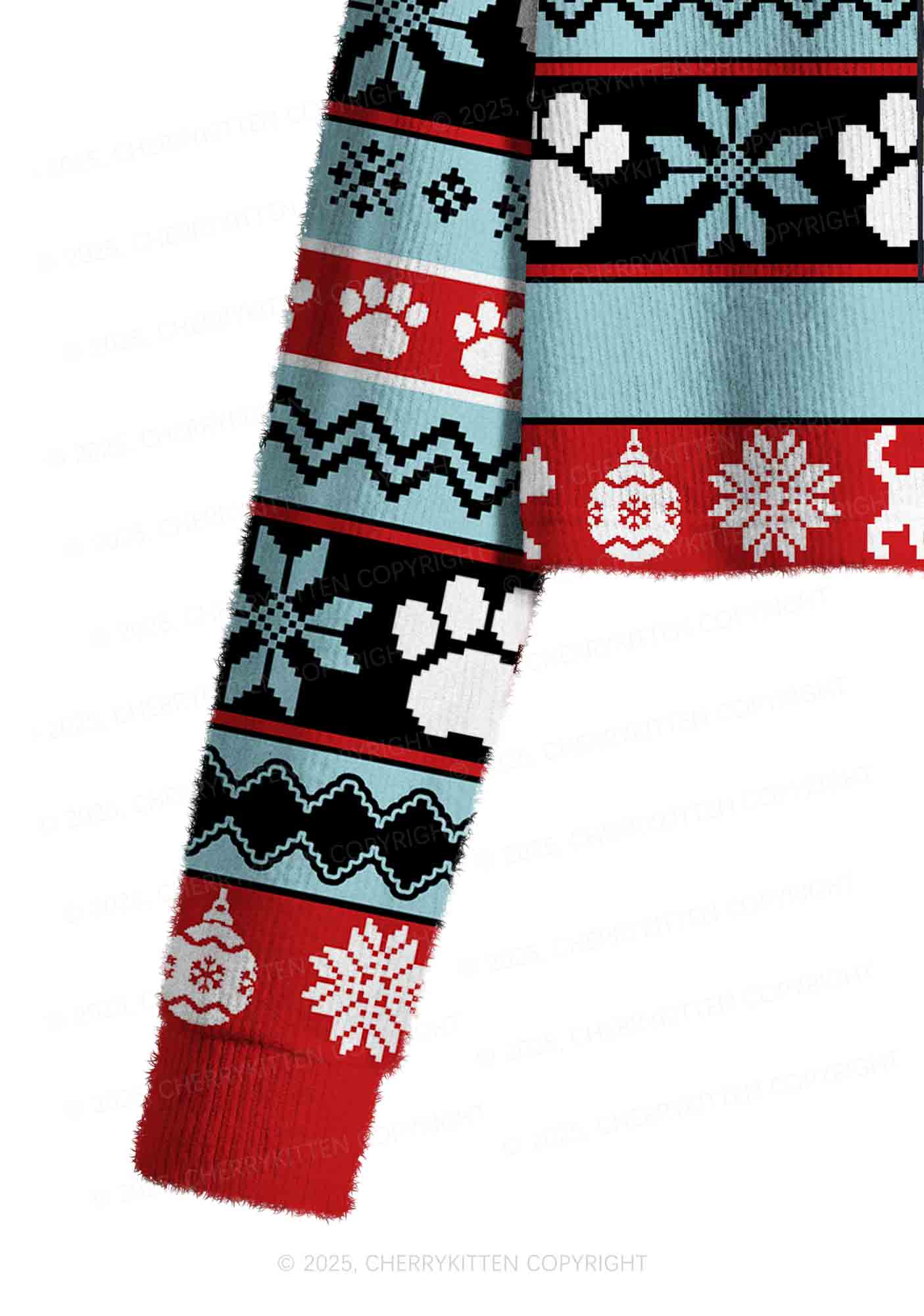 The Cat Lady Y2K Christmas Crop Knit Sweatshirt Cherrykitten - Image 5