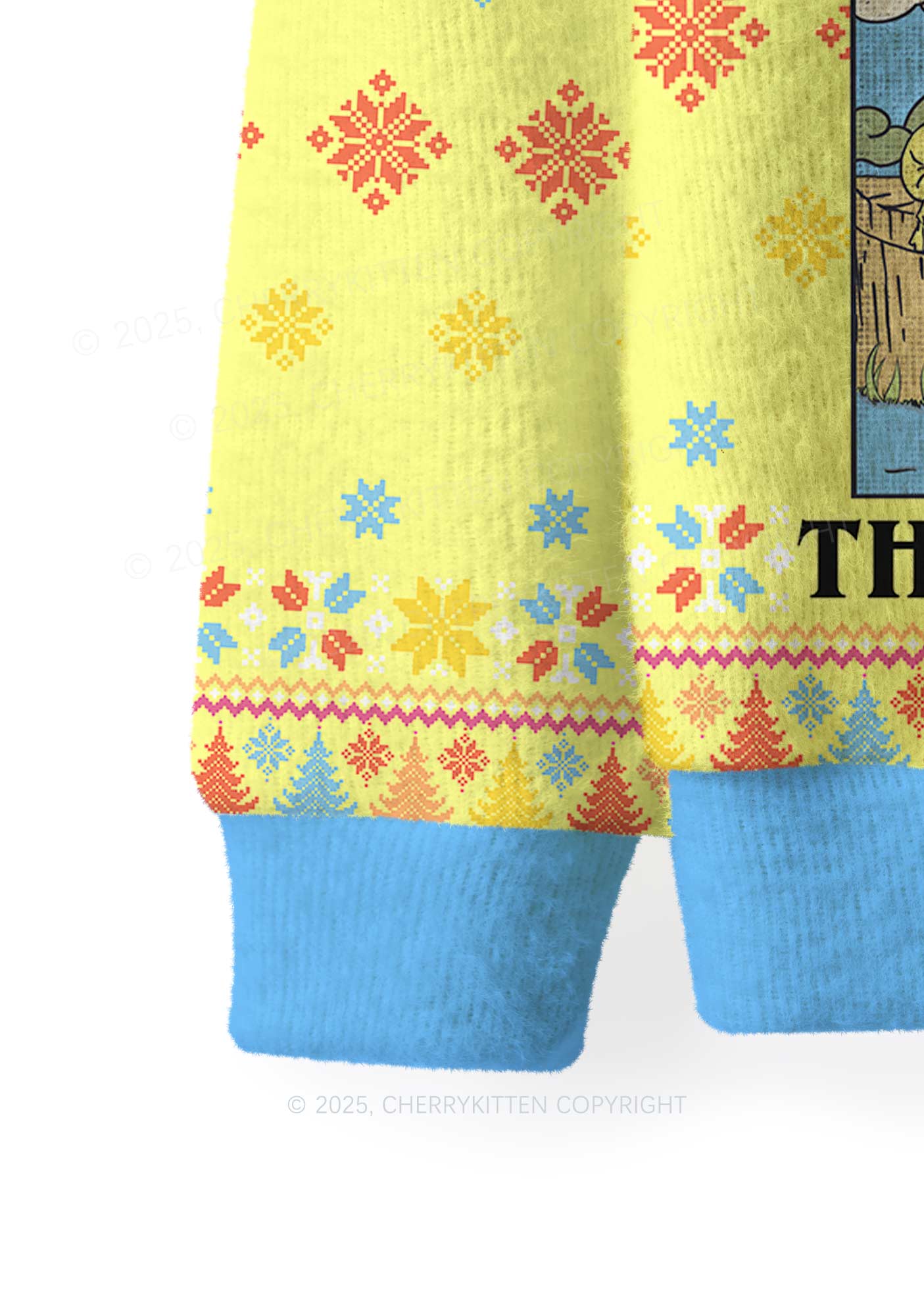 The Cat Lady Y2K Christmas Knit Sweatshirt Cherrykitten - Image 4