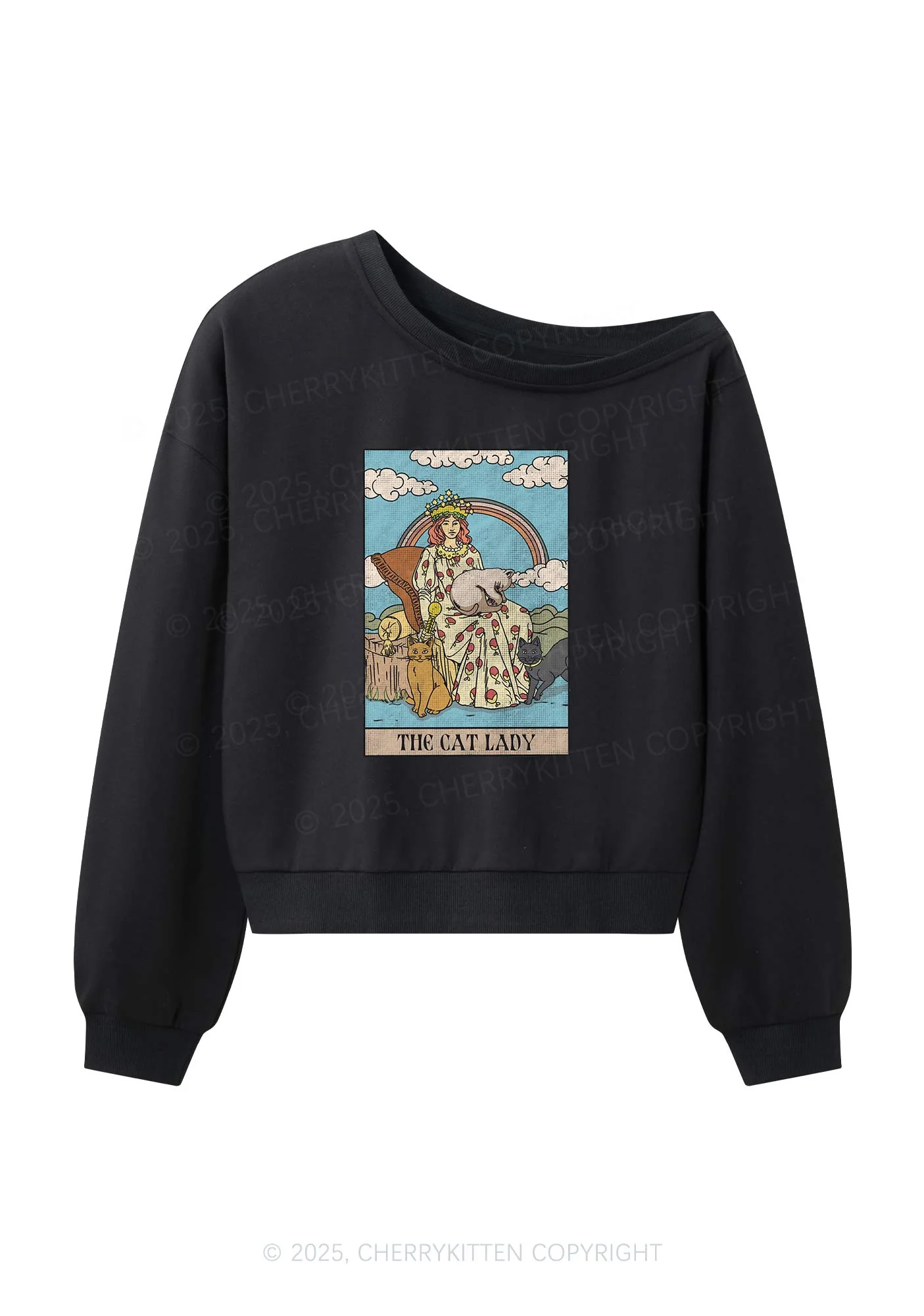 The Cat Lady Y2K Off Shoulder Sweatshirts Cherrykitten - Image 3
