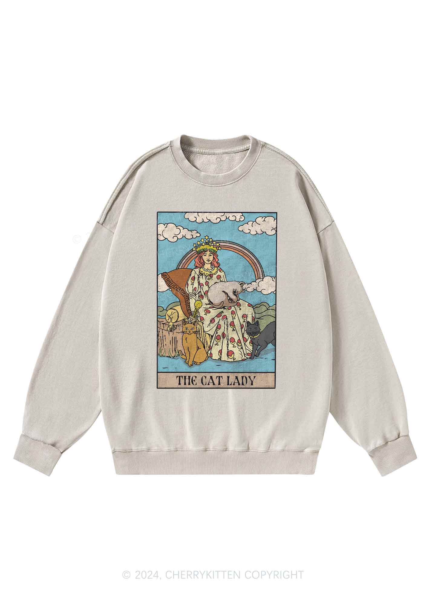 The Cat Lady Y2K Washed Sweatshirts Cherrykitten - Image 4