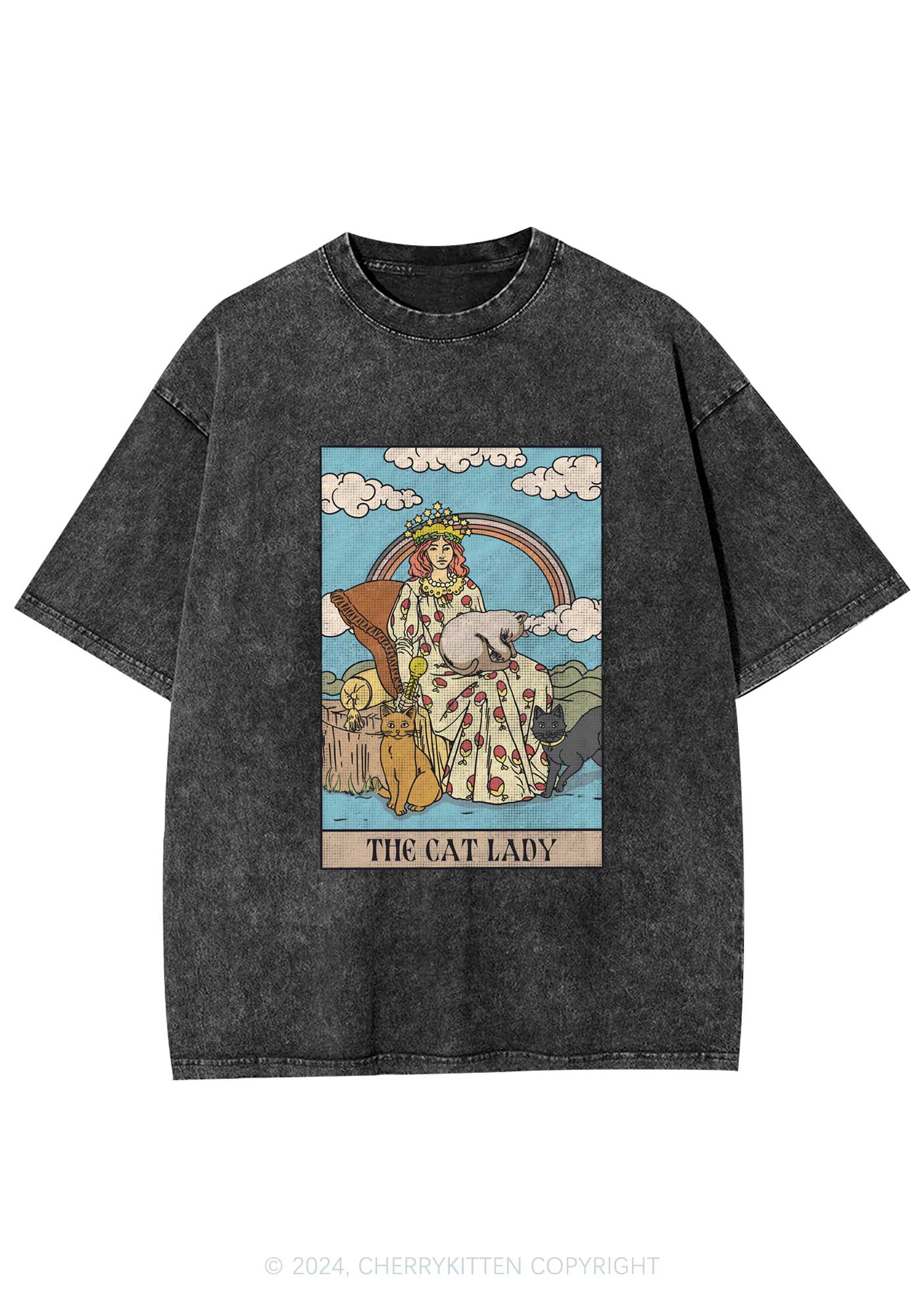 The Cat Lady Y2K Washed Tee Cherrykitten - Image 4