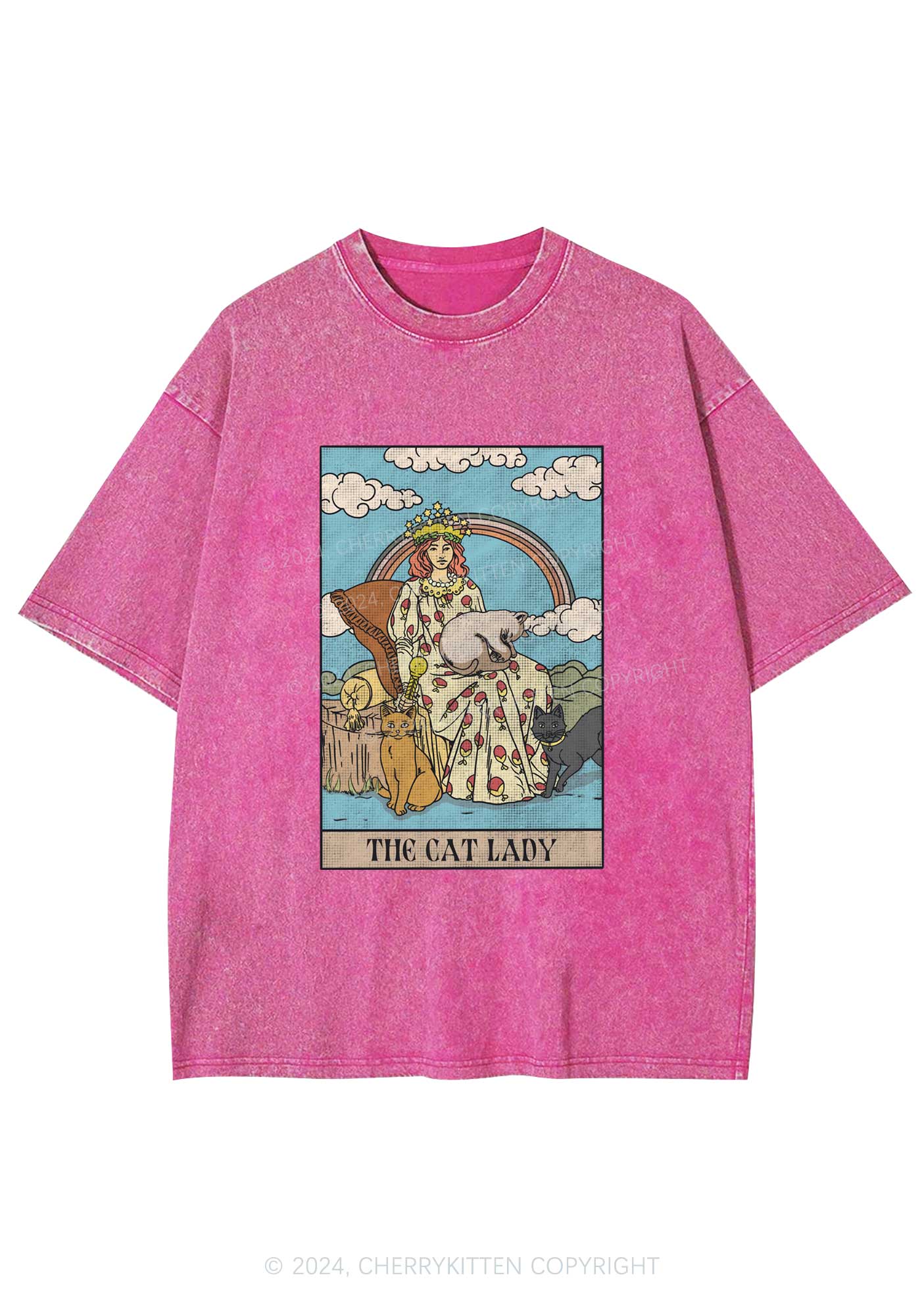 The Cat Lady Y2K Washed Tee Cherrykitten - Image 5