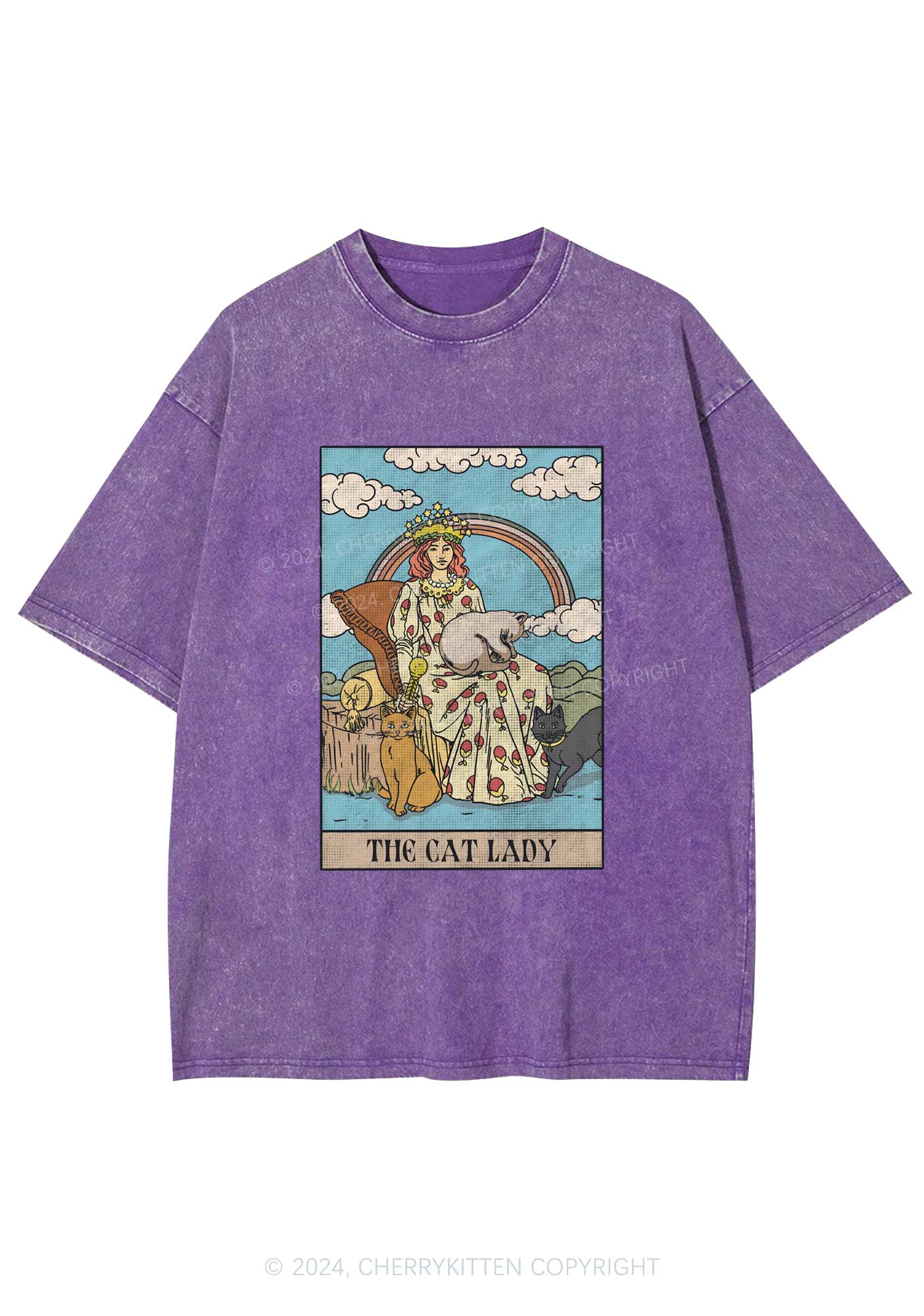 The Cat Lady Y2K Washed Tee Cherrykitten - Image 6