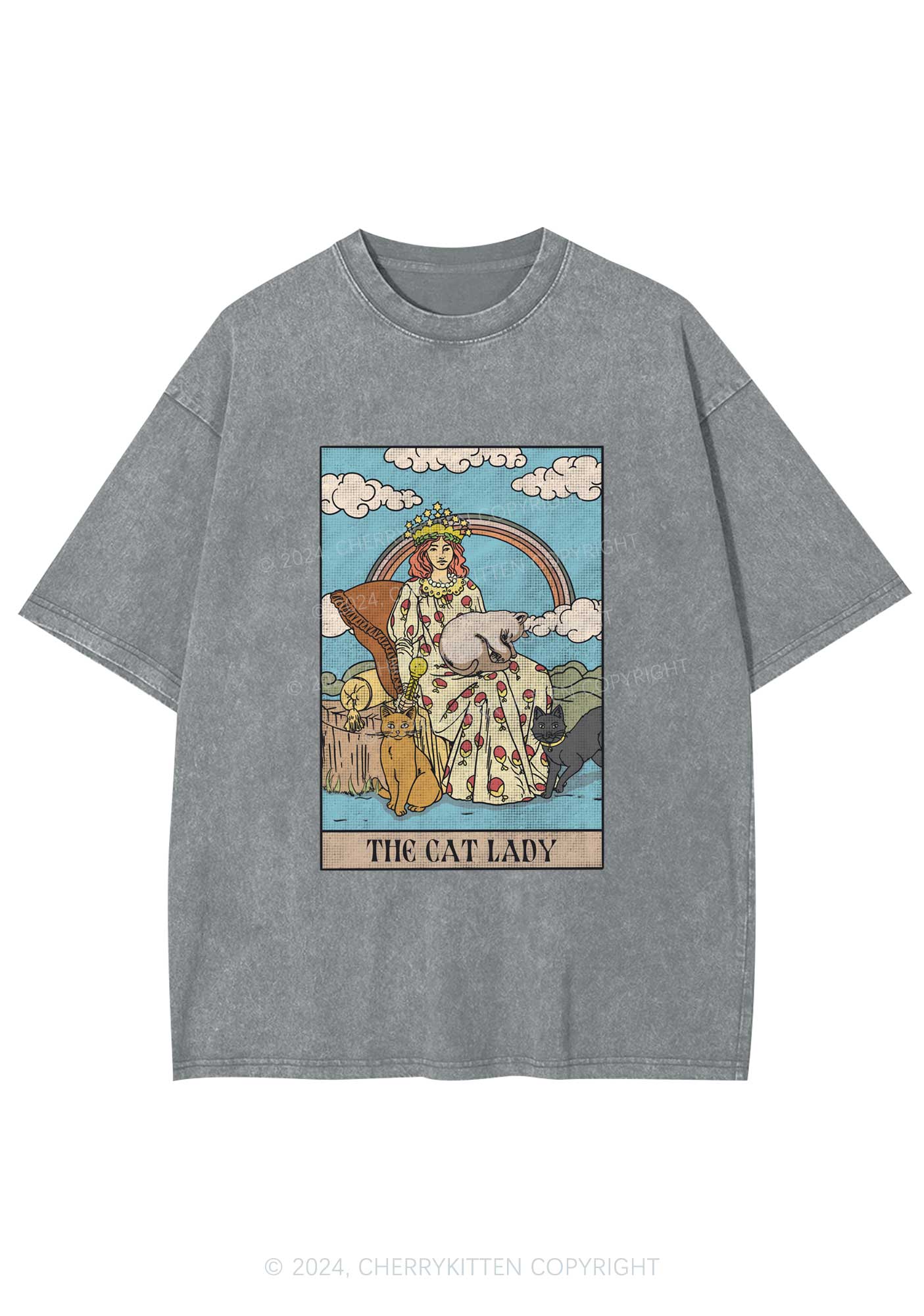 The Cat Lady Y2K Washed Tee Cherrykitten - Image 7