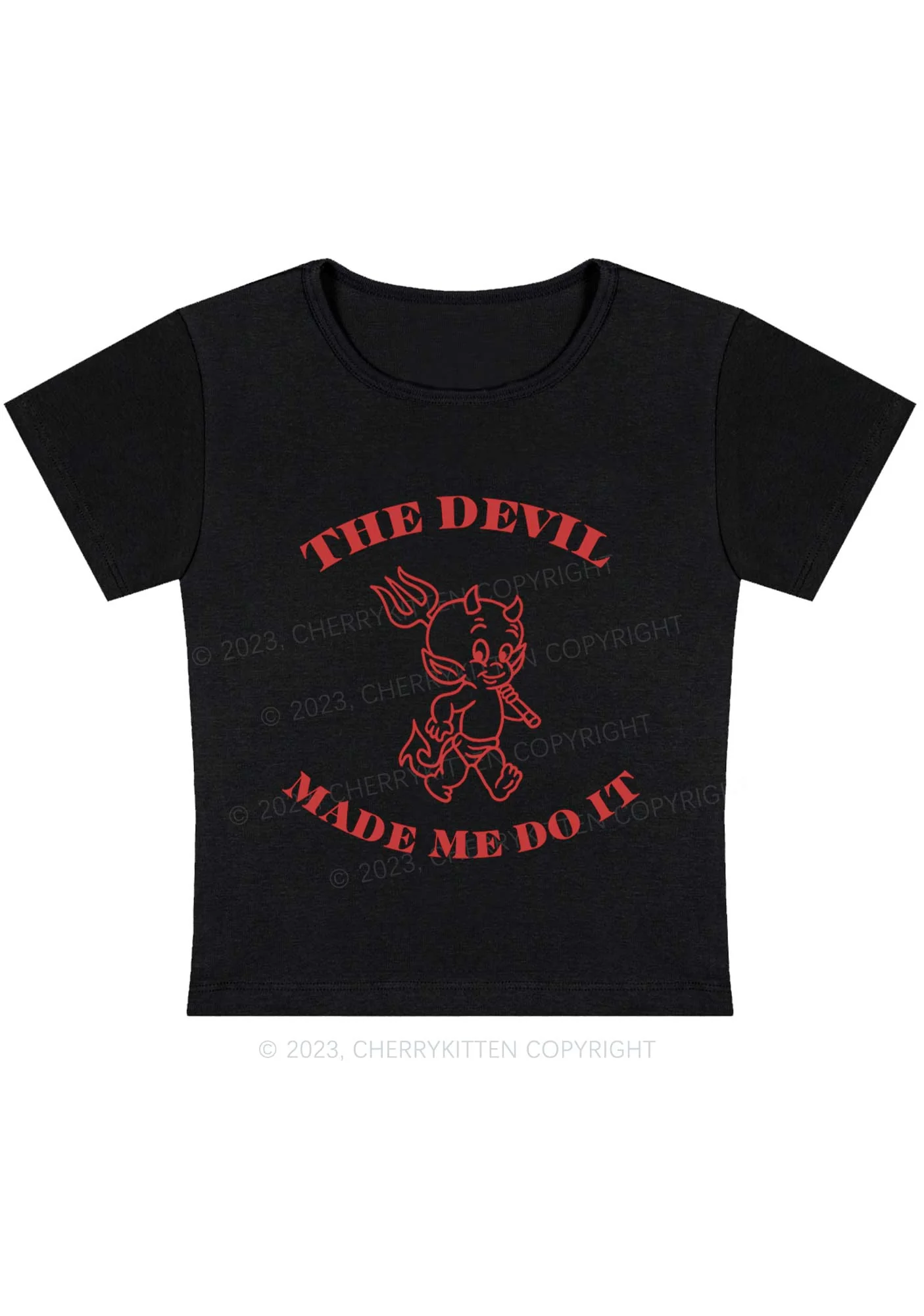 The Devil Made Me Do It Y2K Baby Tee Cherrykitten - Image 2