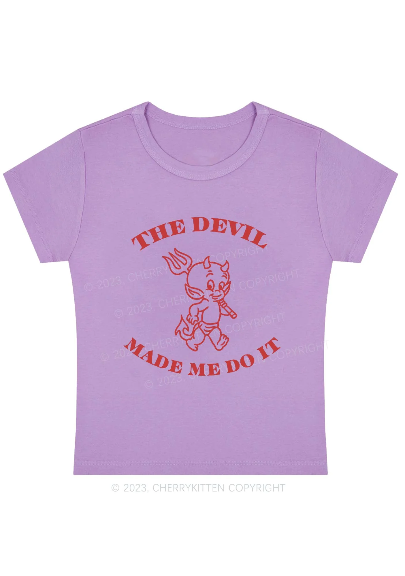 The Devil Made Me Do It Y2K Baby Tee Cherrykitten - Image 3