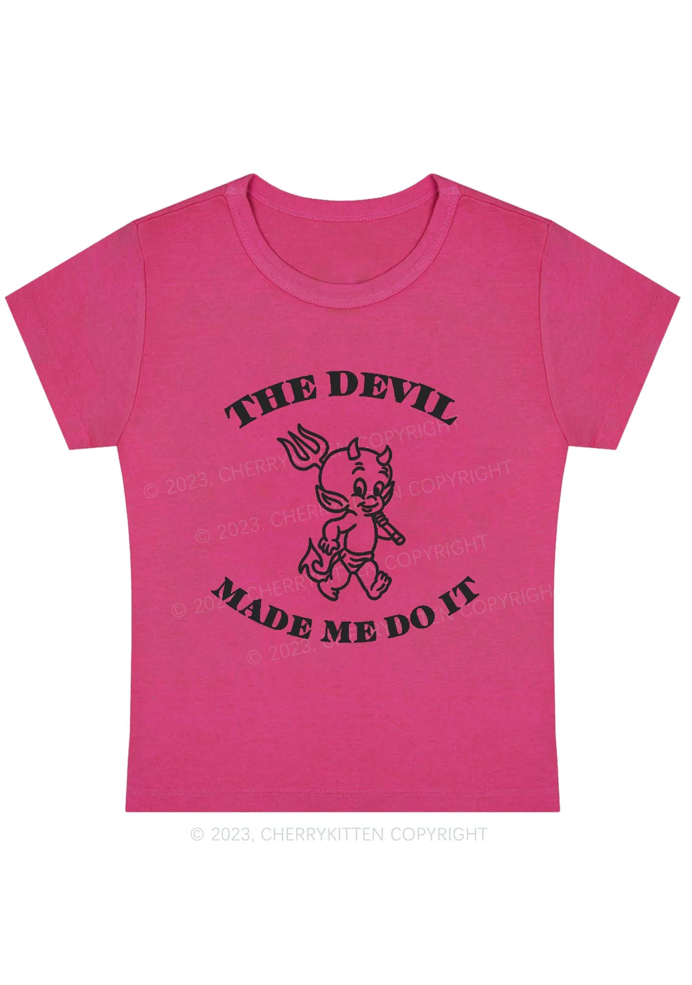 The Devil Made Me Do It Y2K Baby Tee Cherrykitten - Image 4