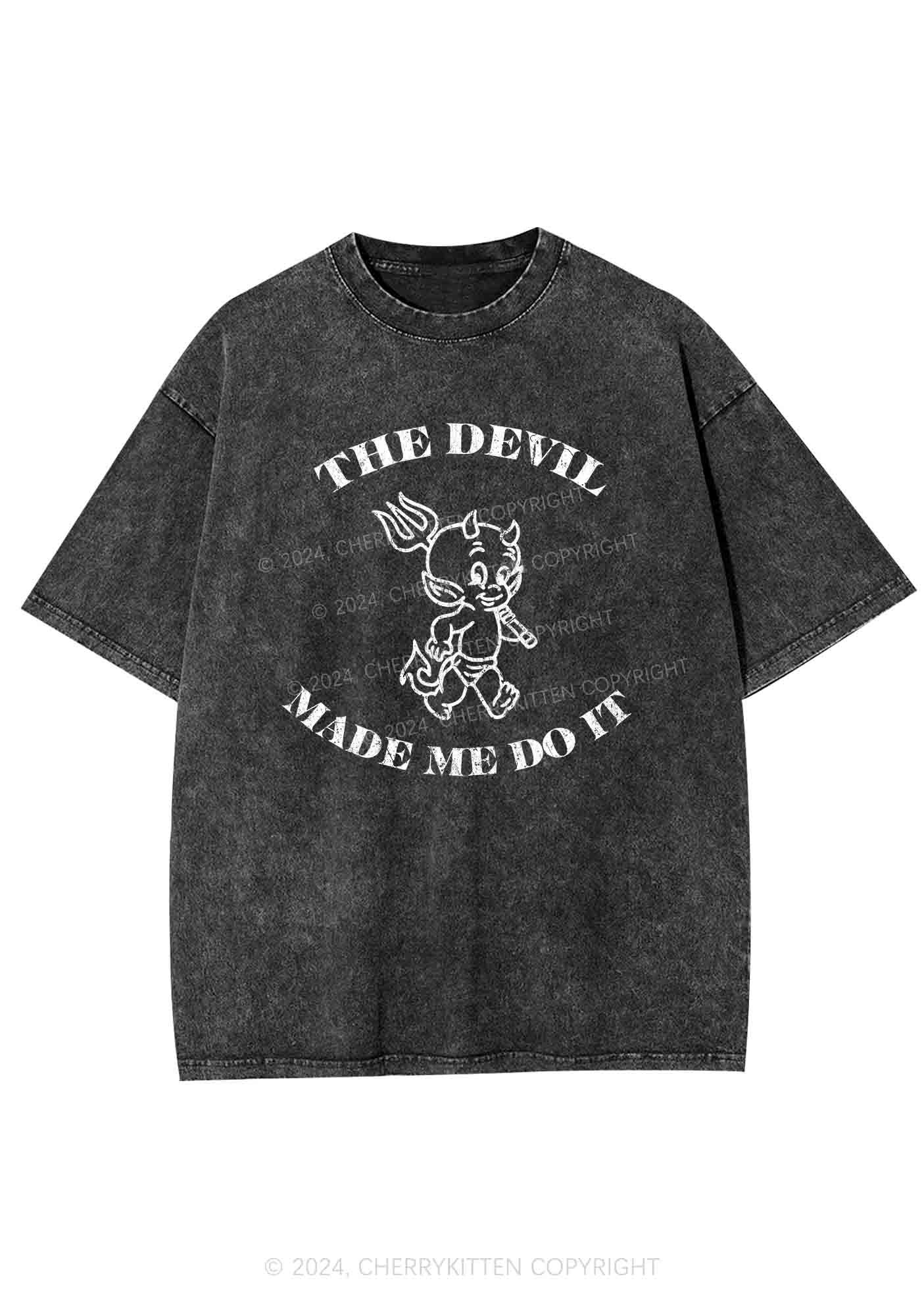 The Devil Made Me Do It Y2K Washed Tee Cherrykitten - Image 3