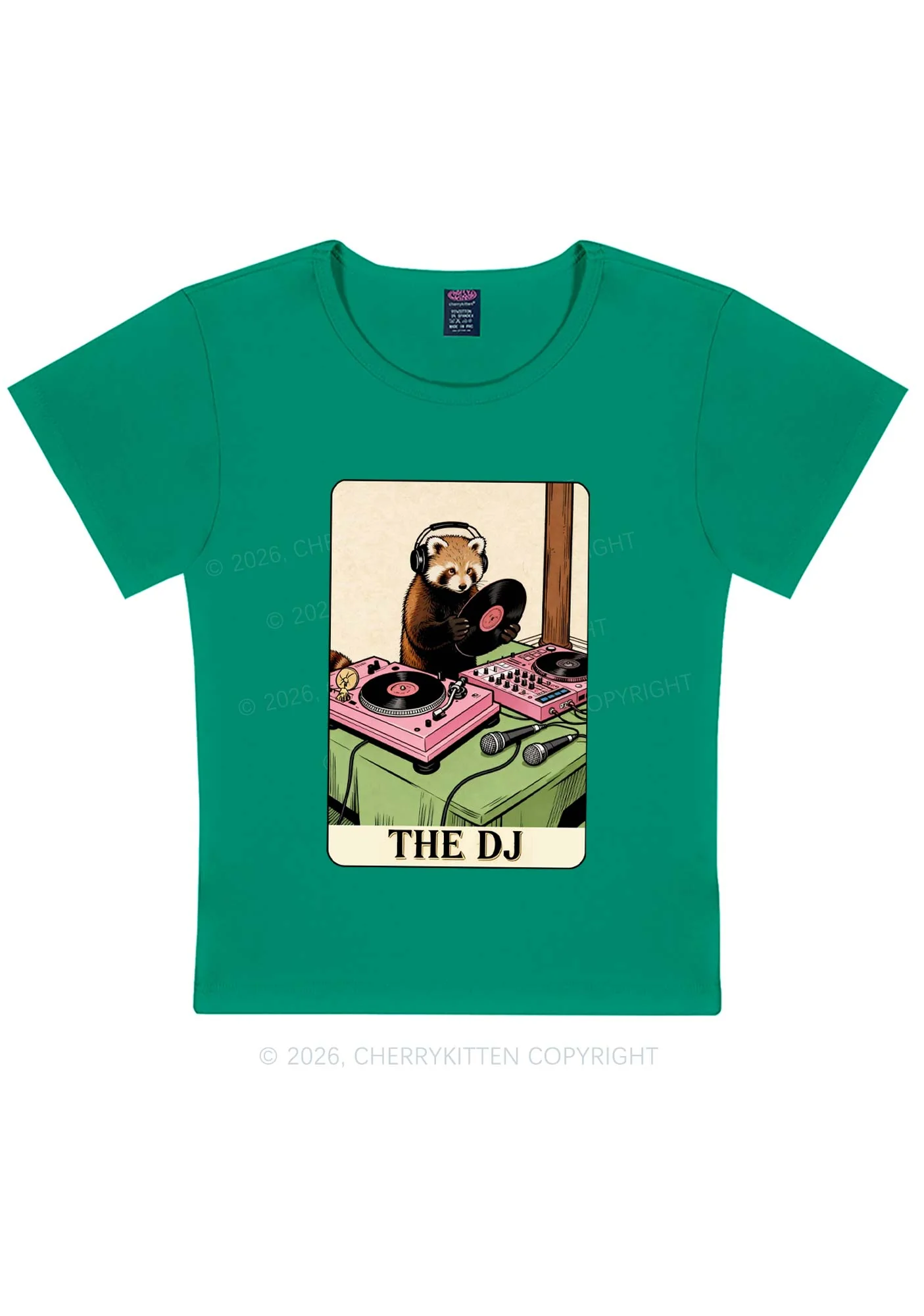 The DJ Raccoon Y2K Baby Tee Cherrykitten - Image 10