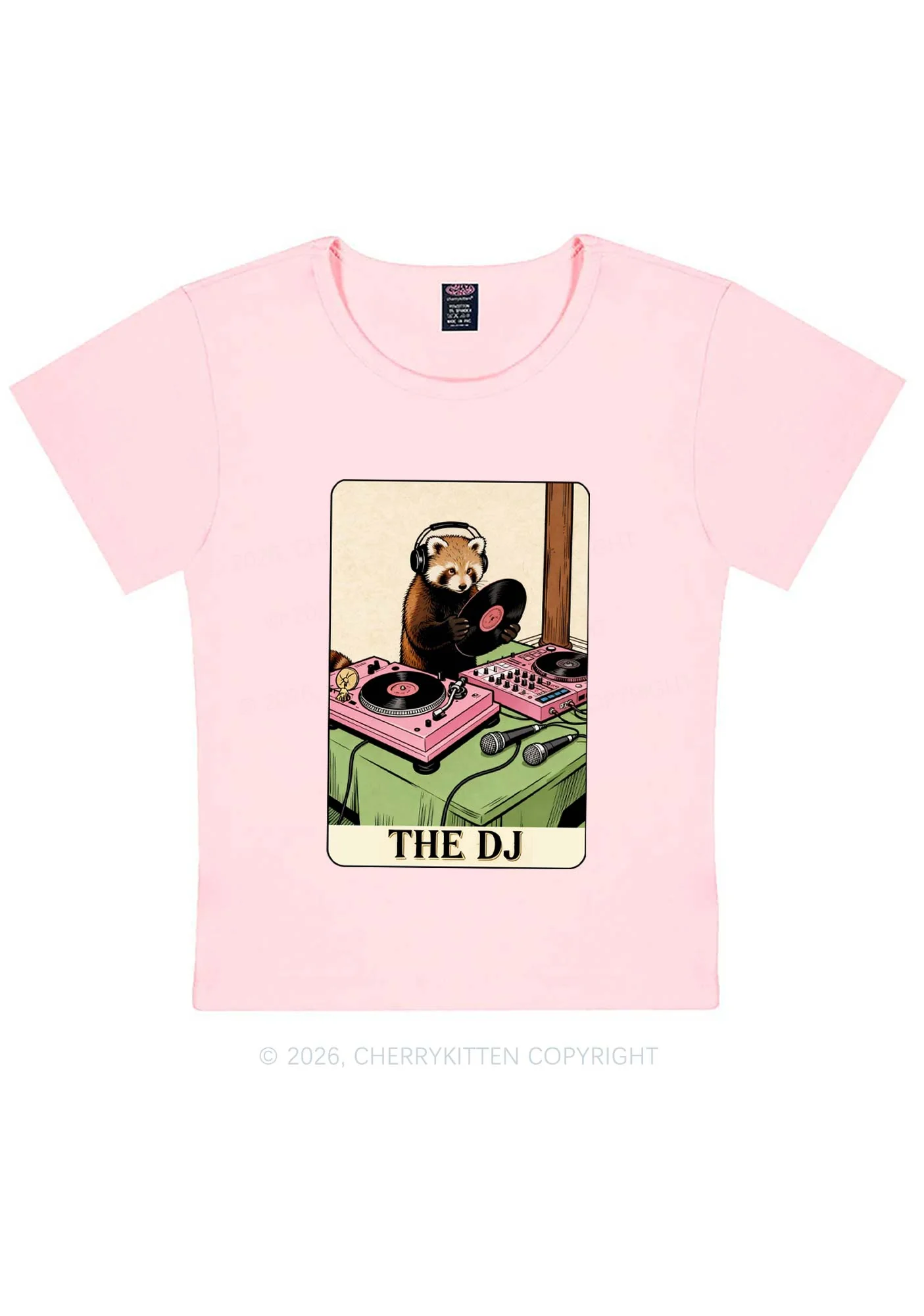 The DJ Raccoon Y2K Baby Tee Cherrykitten - Image 11
