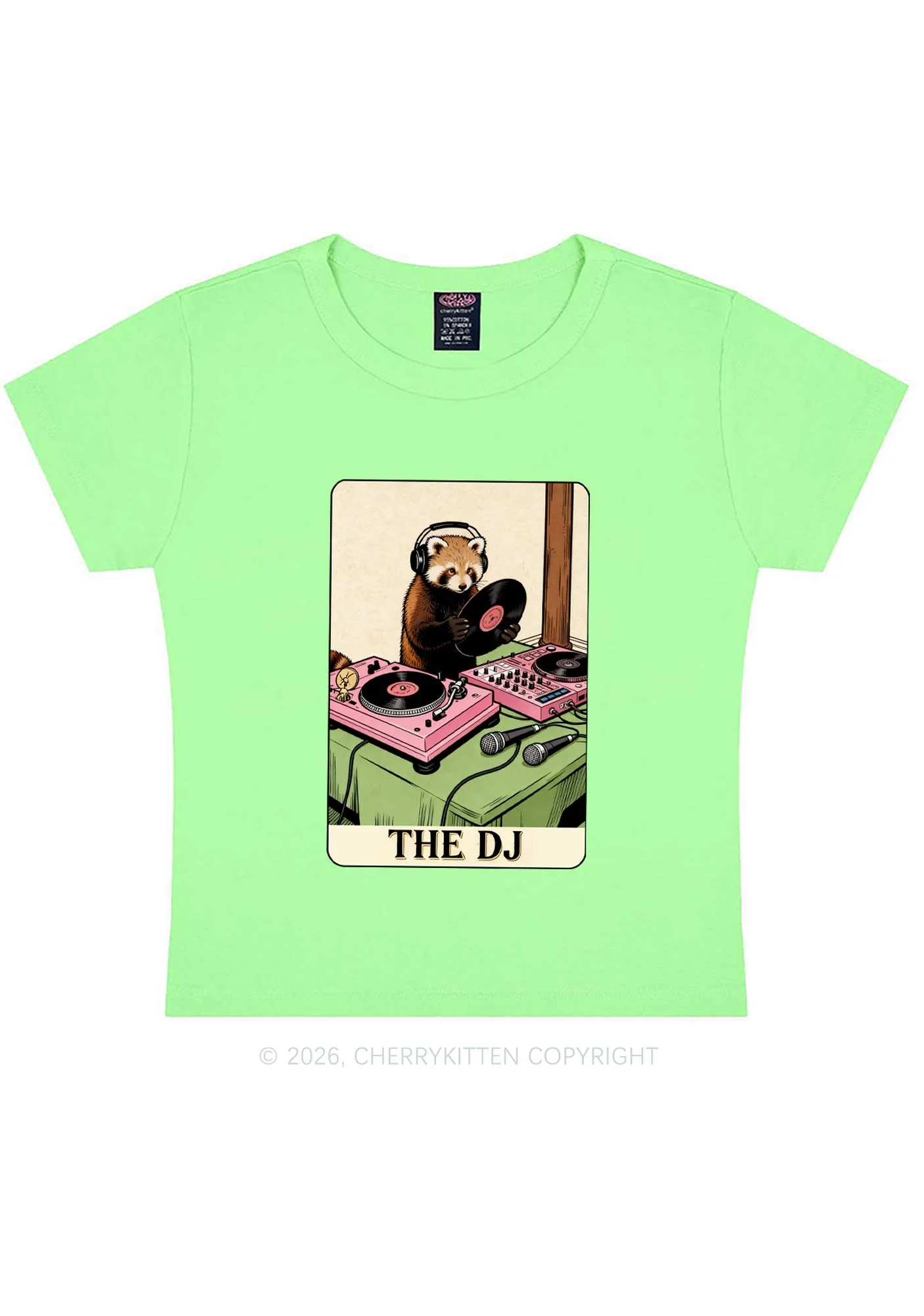The DJ Raccoon Y2K Baby Tee Cherrykitten - Image 12
