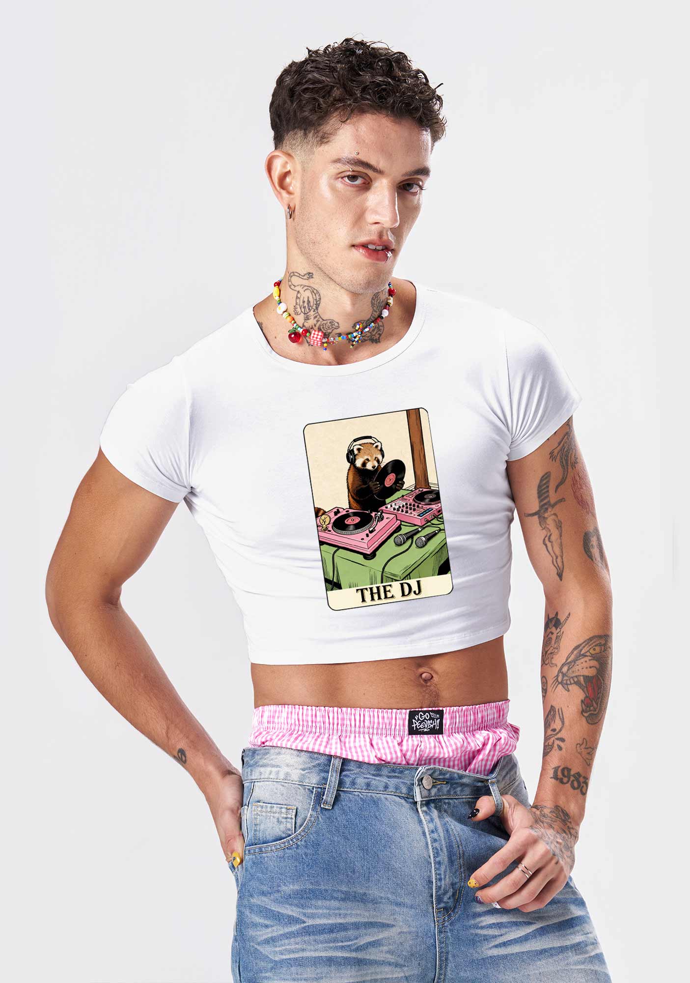 The DJ Raccoon Y2K Baby Tee Cherrykitten - Image 2