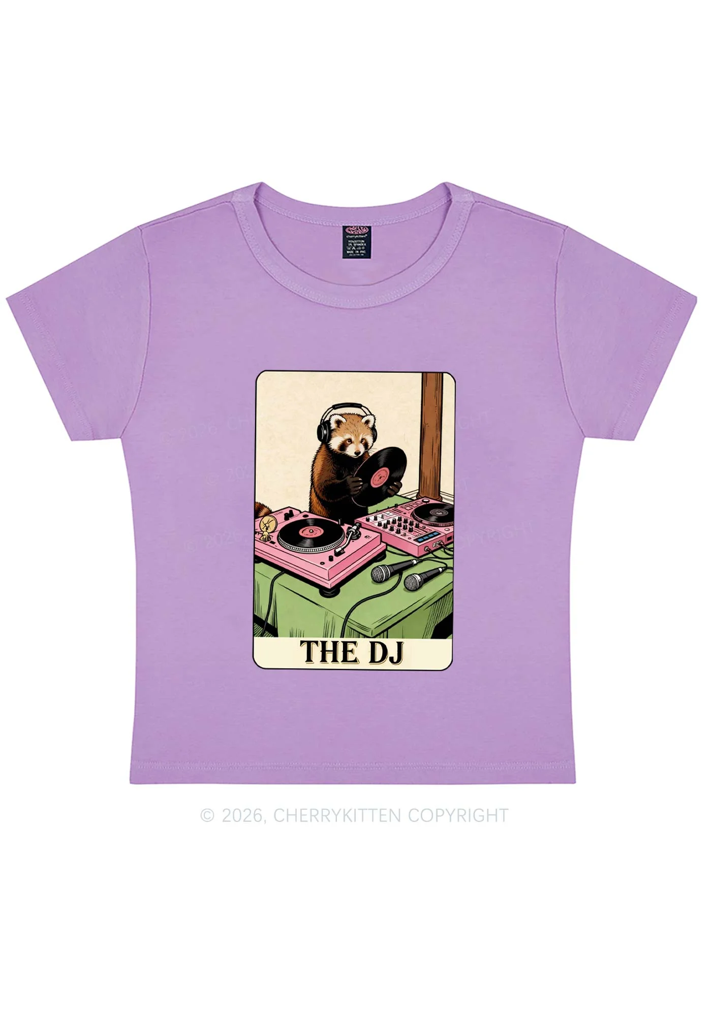 The DJ Raccoon Y2K Baby Tee Cherrykitten - Image 5