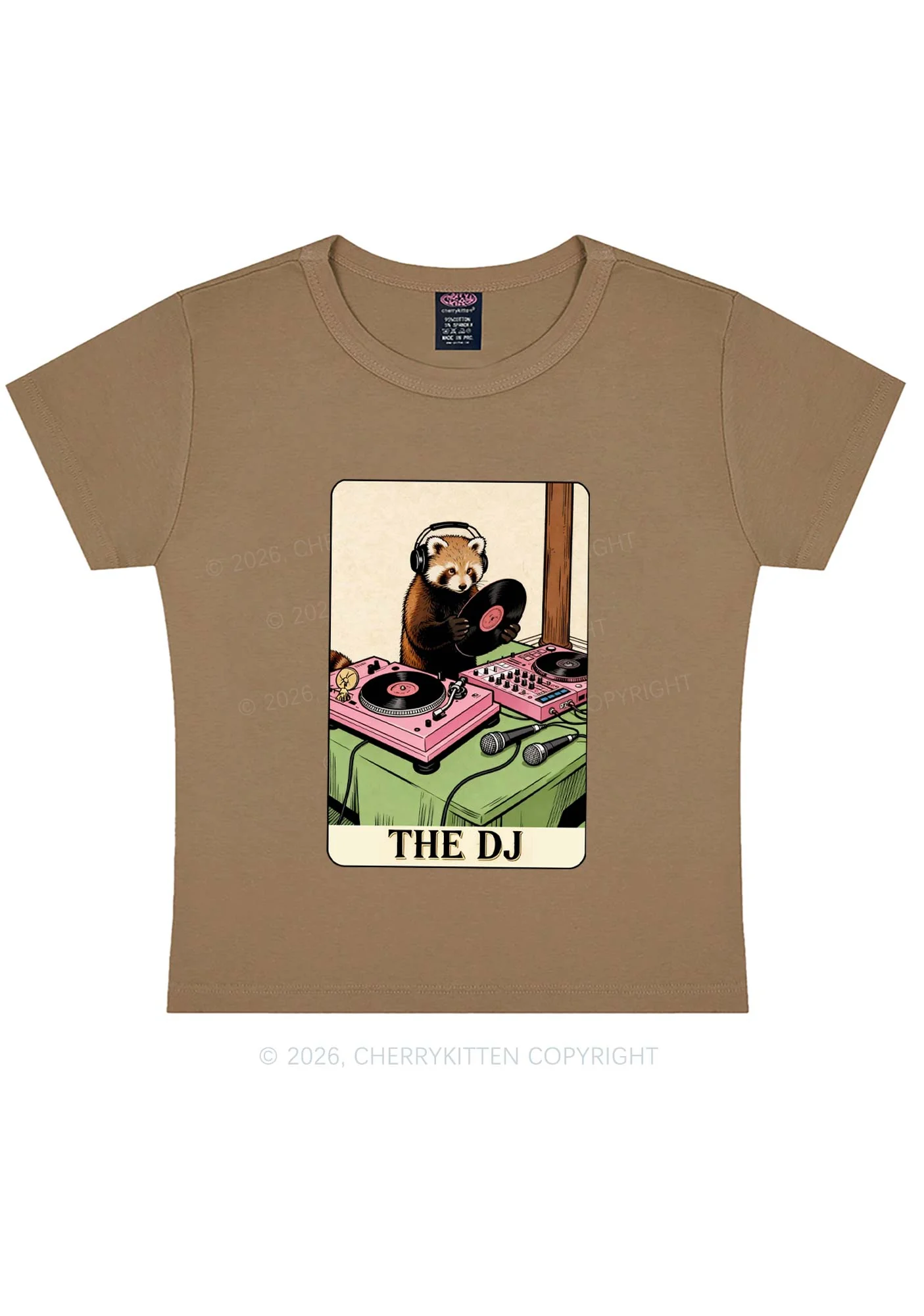 The DJ Raccoon Y2K Baby Tee Cherrykitten - Image 8