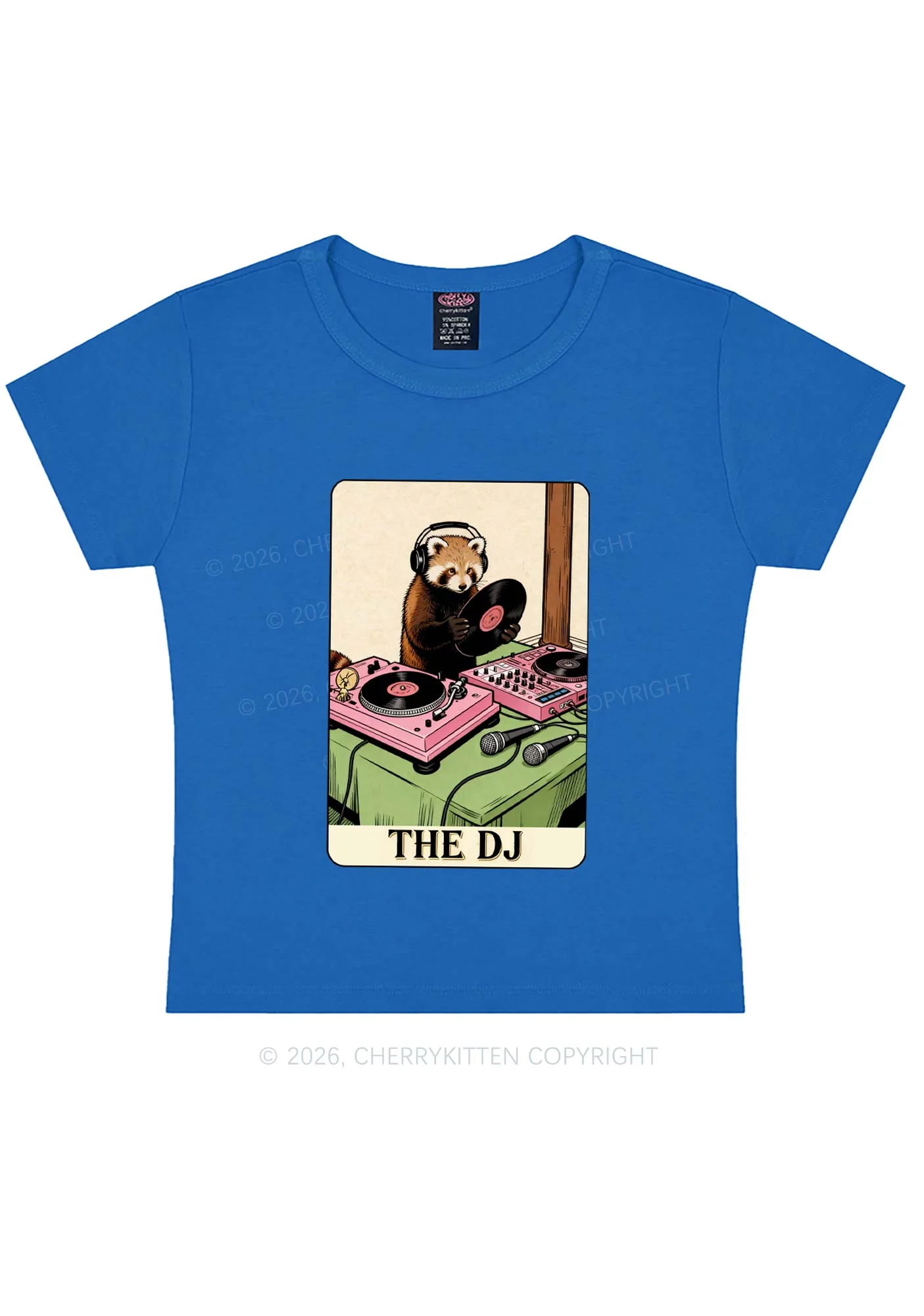 The DJ Raccoon Y2K Baby Tee Cherrykitten - Image 9