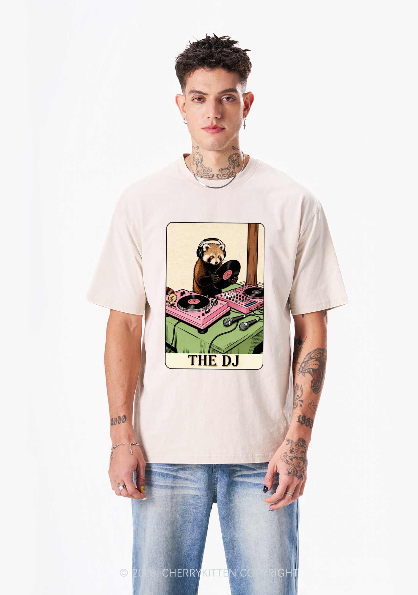 The DJ Raccoon Y2K Shirts Washed Tee Cherrykitten - Image 2