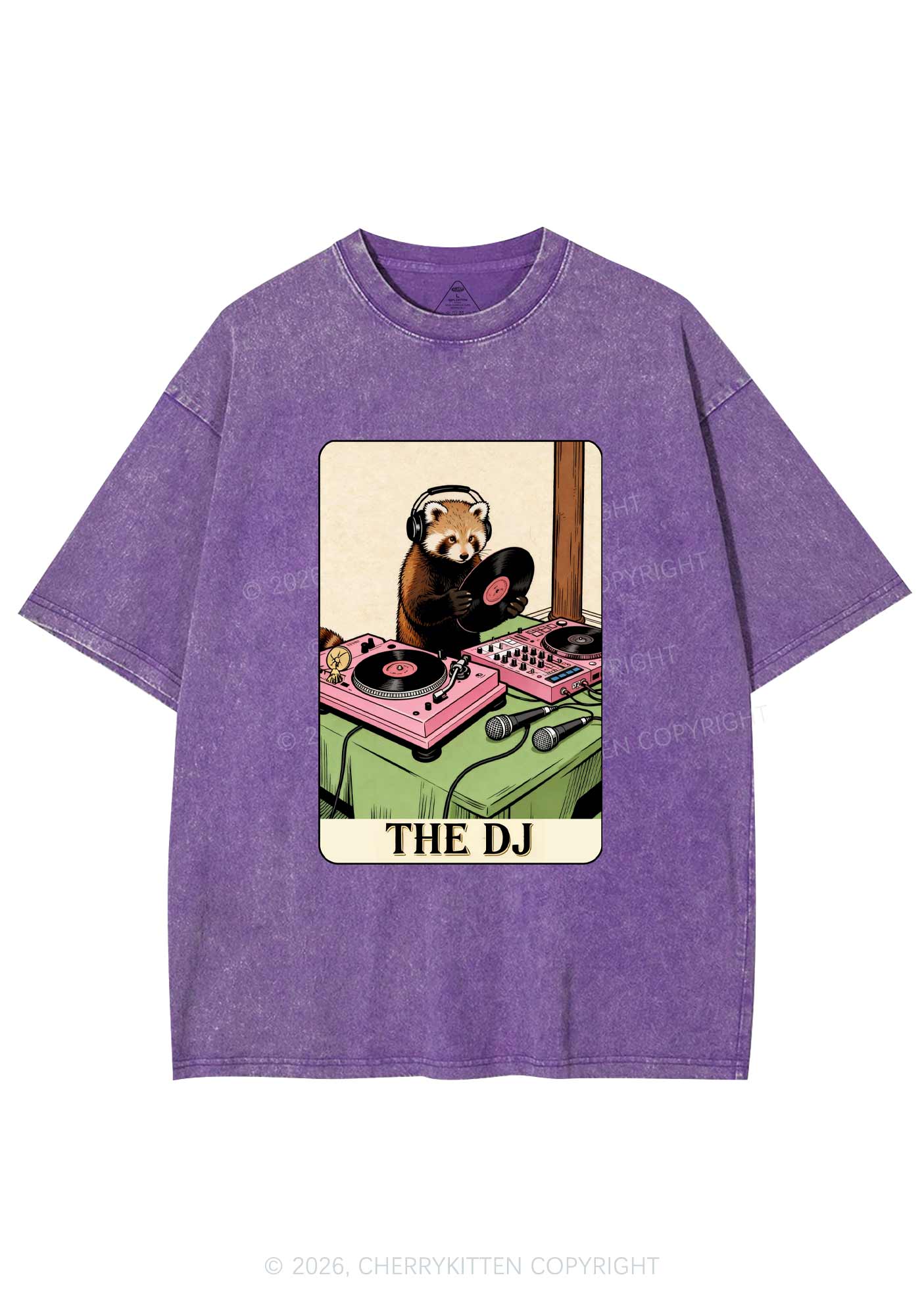 The DJ Raccoon Y2K Shirts Washed Tee Cherrykitten - Image 4