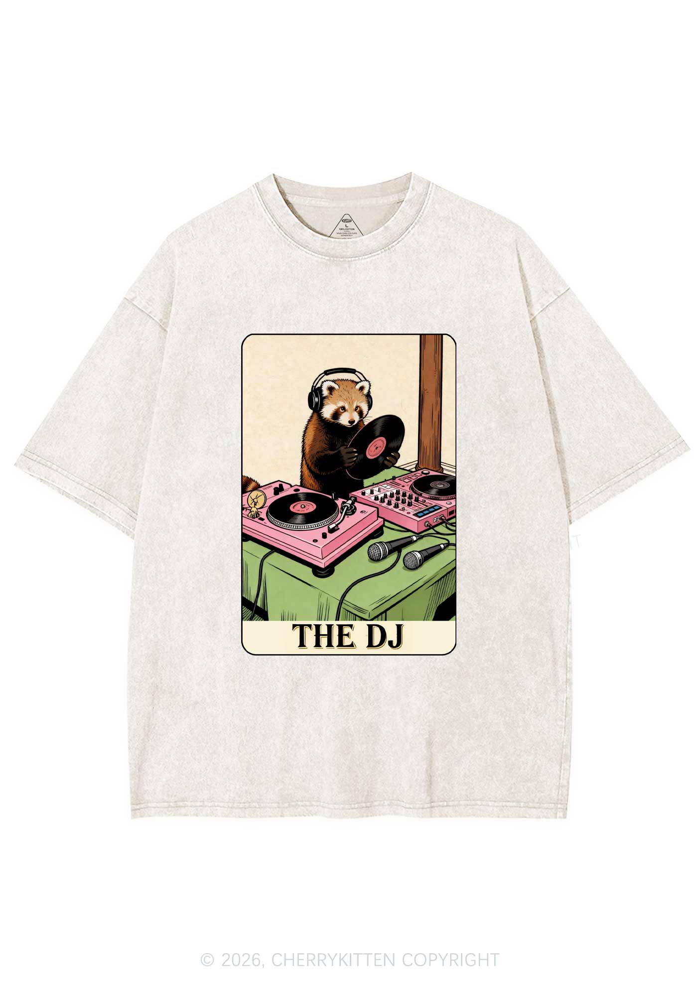The DJ Raccoon Y2K Shirts Washed Tee Cherrykitten - Image 5