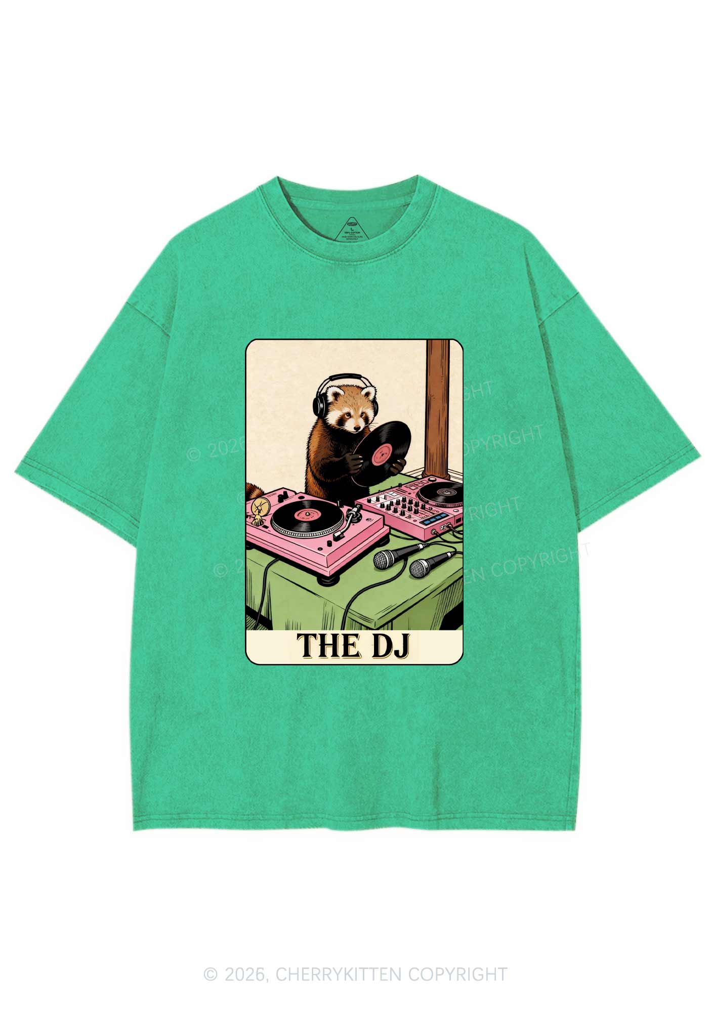 The DJ Raccoon Y2K Shirts Washed Tee Cherrykitten - Image 6
