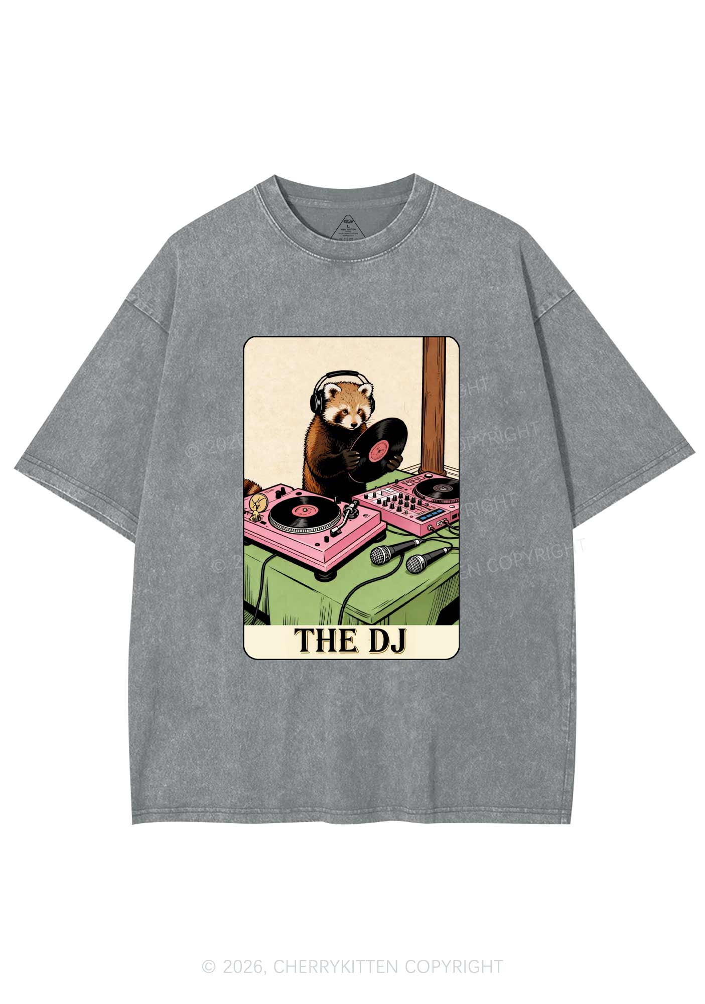 The DJ Raccoon Y2K Shirts Washed Tee Cherrykitten - Image 7