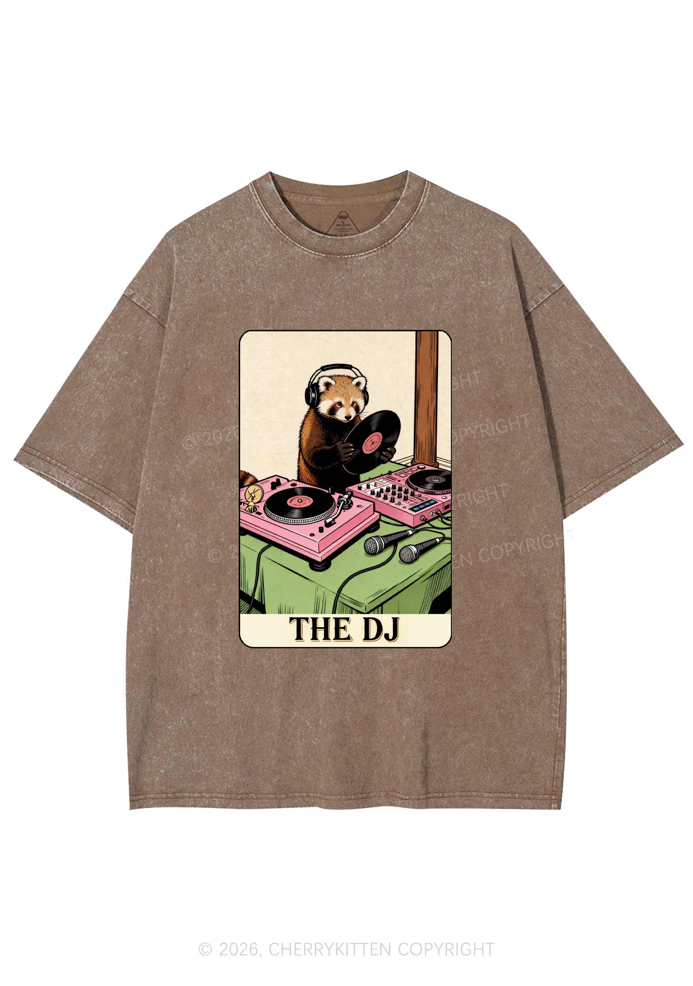 The DJ Raccoon Y2K Shirts Washed Tee Cherrykitten - Image 8