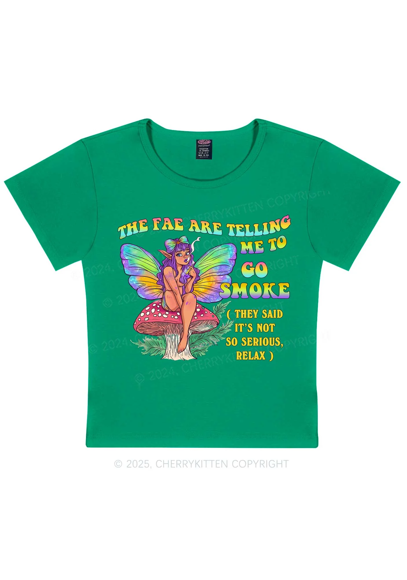 The Fae Smoke Y2K Baby Tee Cherrykitten - Image 3