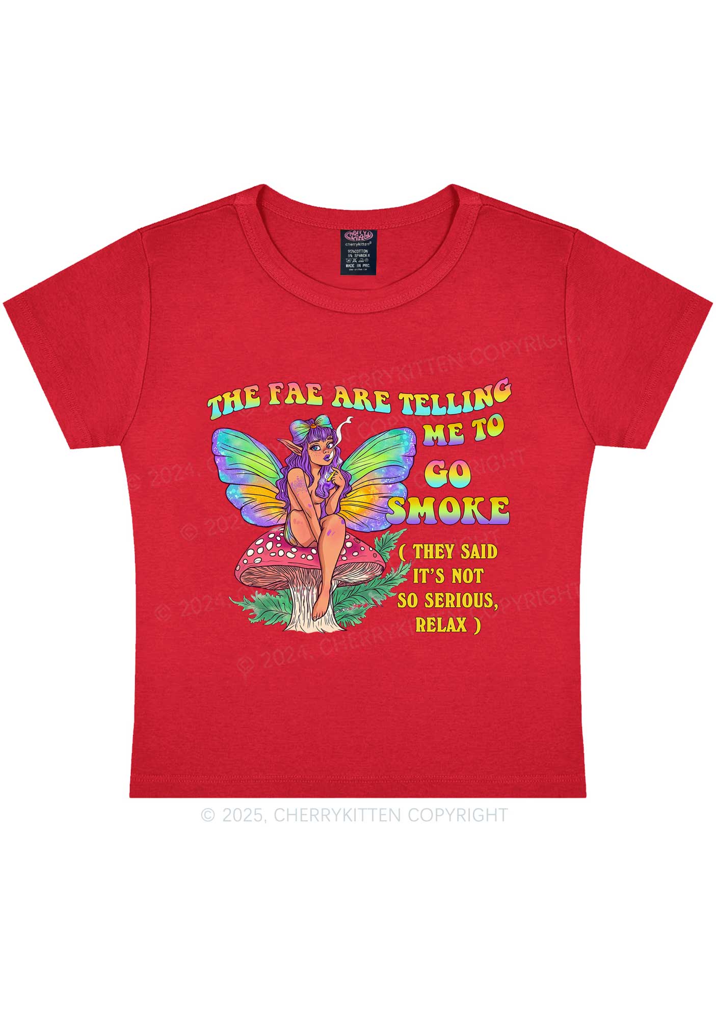 The Fae Smoke Y2K Baby Tee Cherrykitten - Image 7