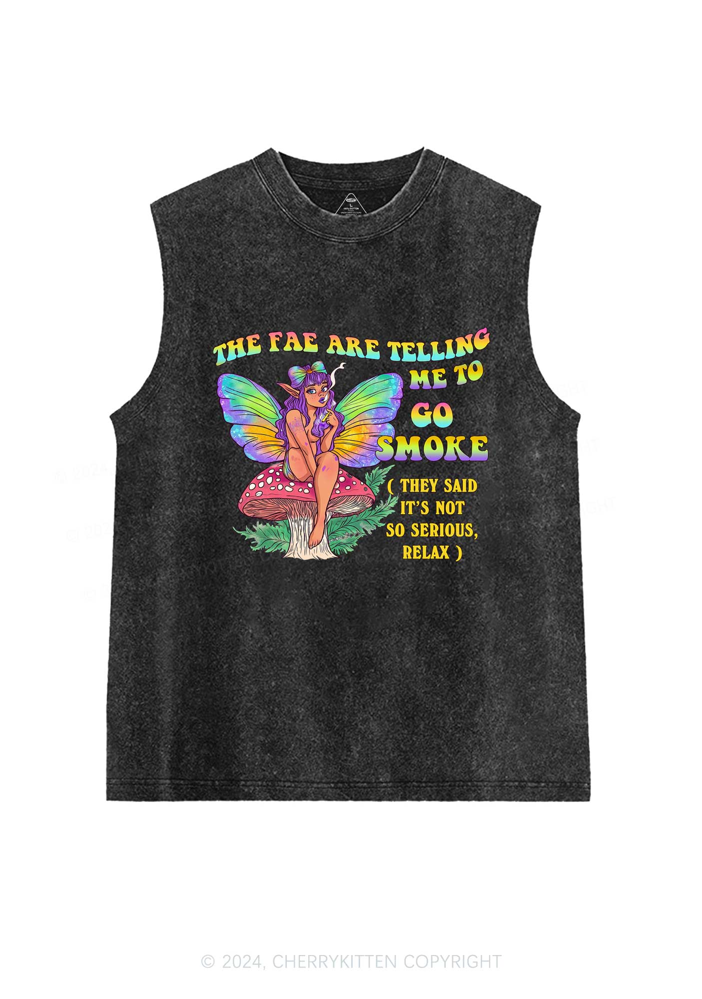 The Fae Smoke Y2K Washed Tank Cherrykitten - Image 3