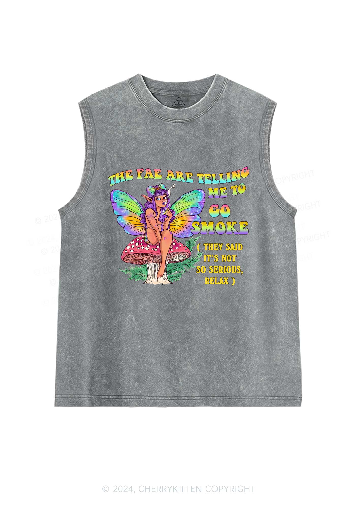 The Fae Smoke Y2K Washed Tank Cherrykitten - Image 5