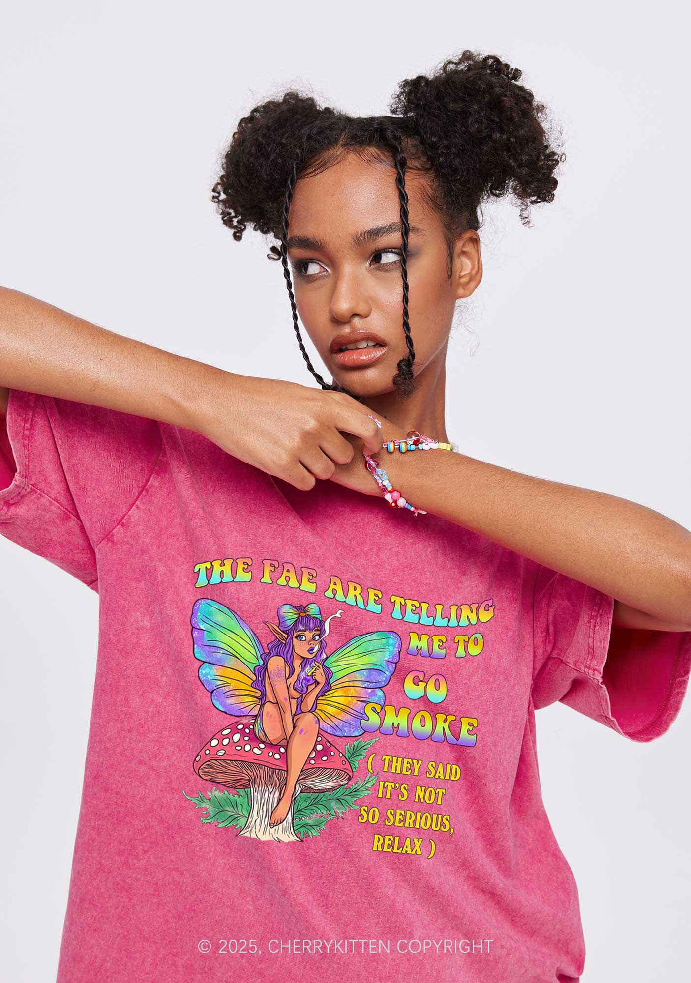 The Fae Smoke Y2K Washed Tee Cherrykitten - Image 2