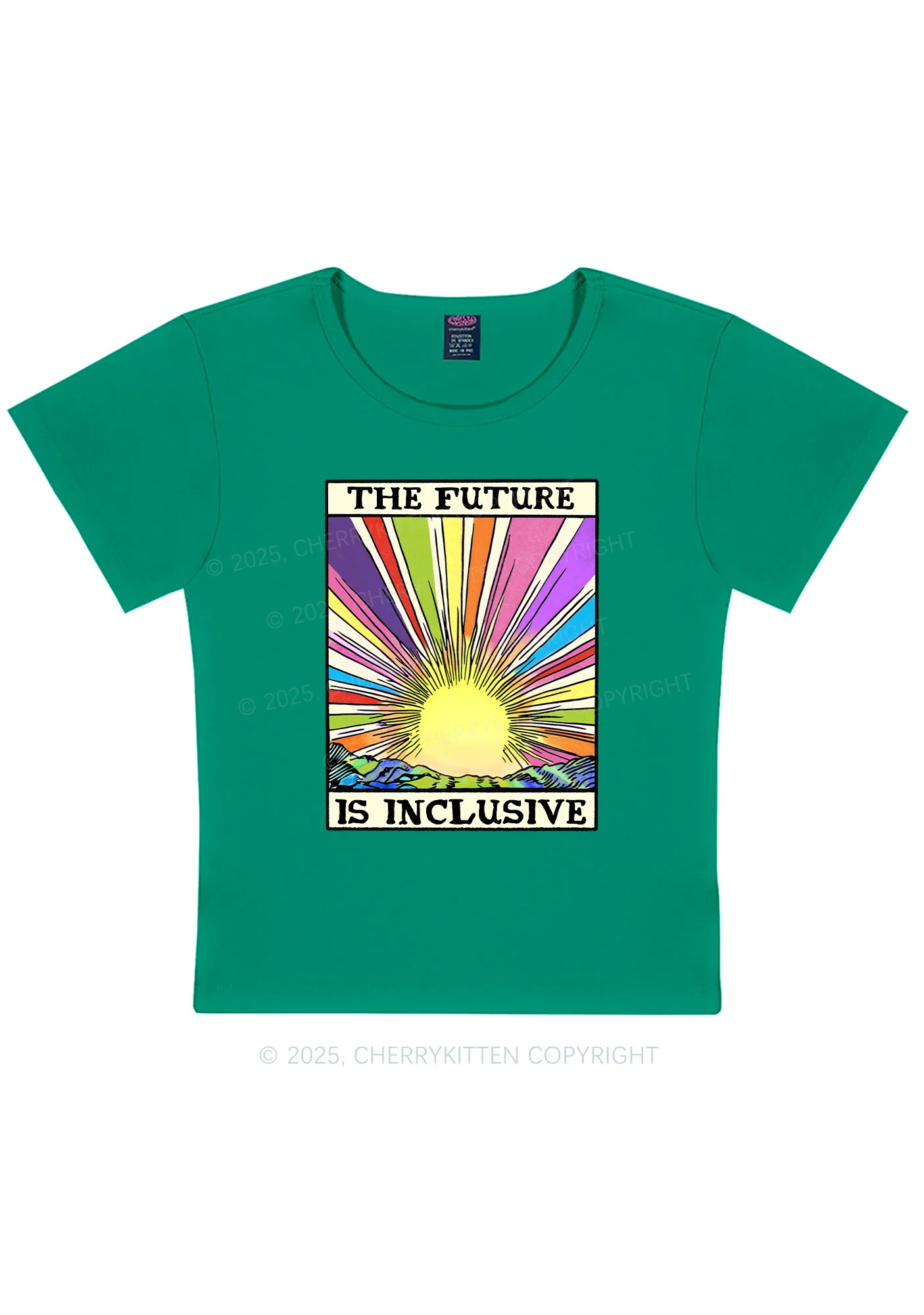 The Future Is Inclusive Pride Y2K Baby Tee Cherrykitten - Image 13