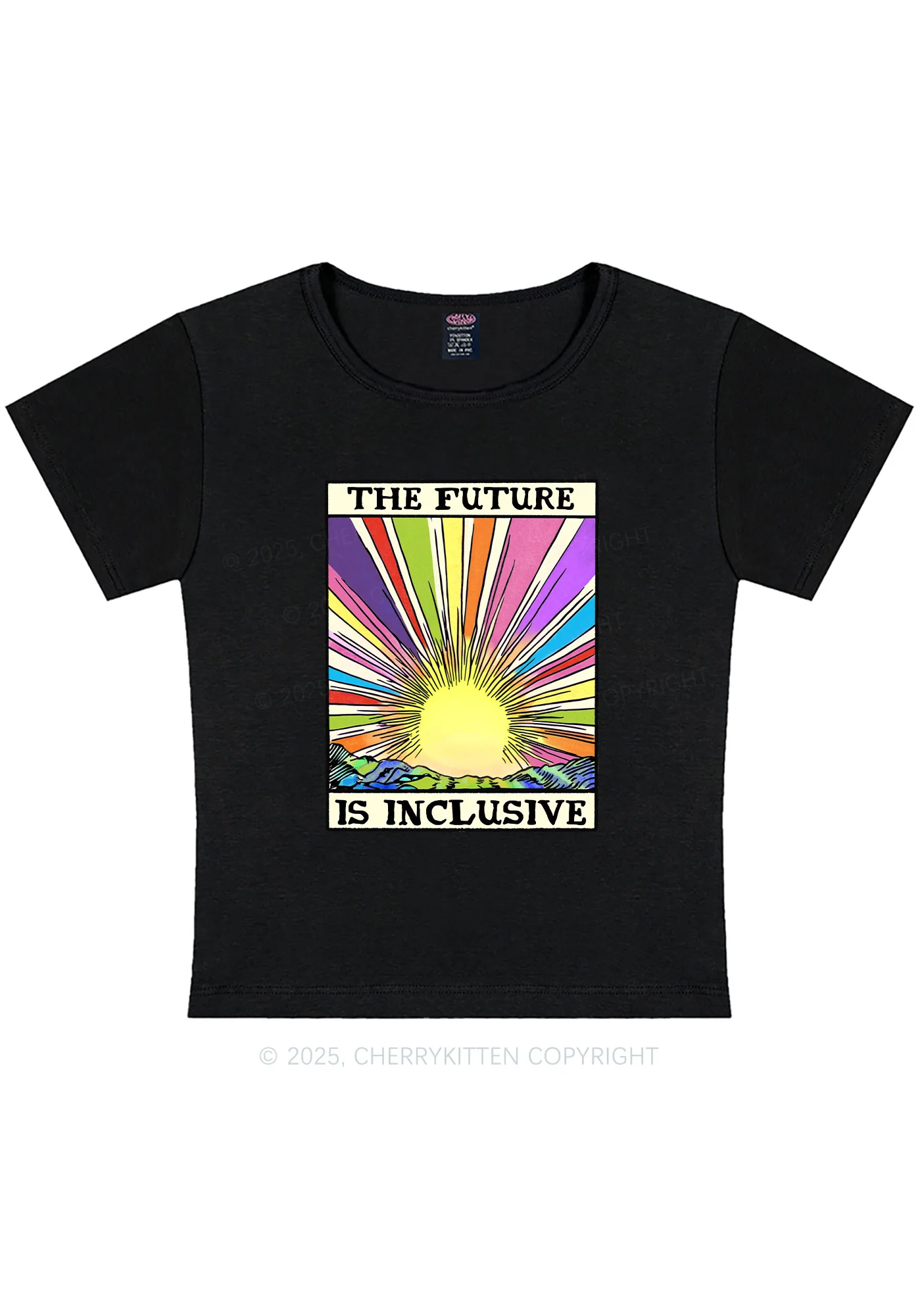 The Future Is Inclusive Pride Y2K Baby Tee Cherrykitten - Image 4