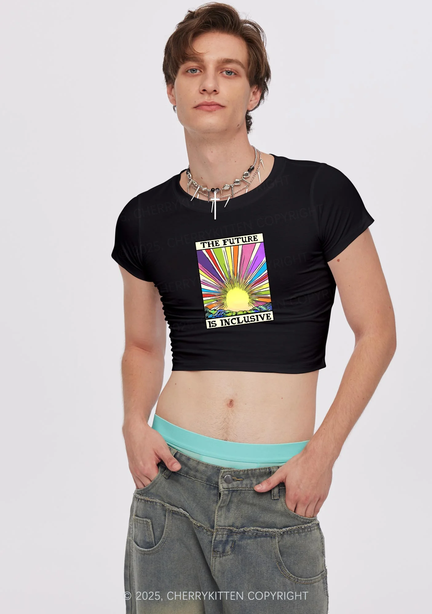 The Future Is Inclusive Pride Y2K Crop Tank Top Cherrykitten - Image 2