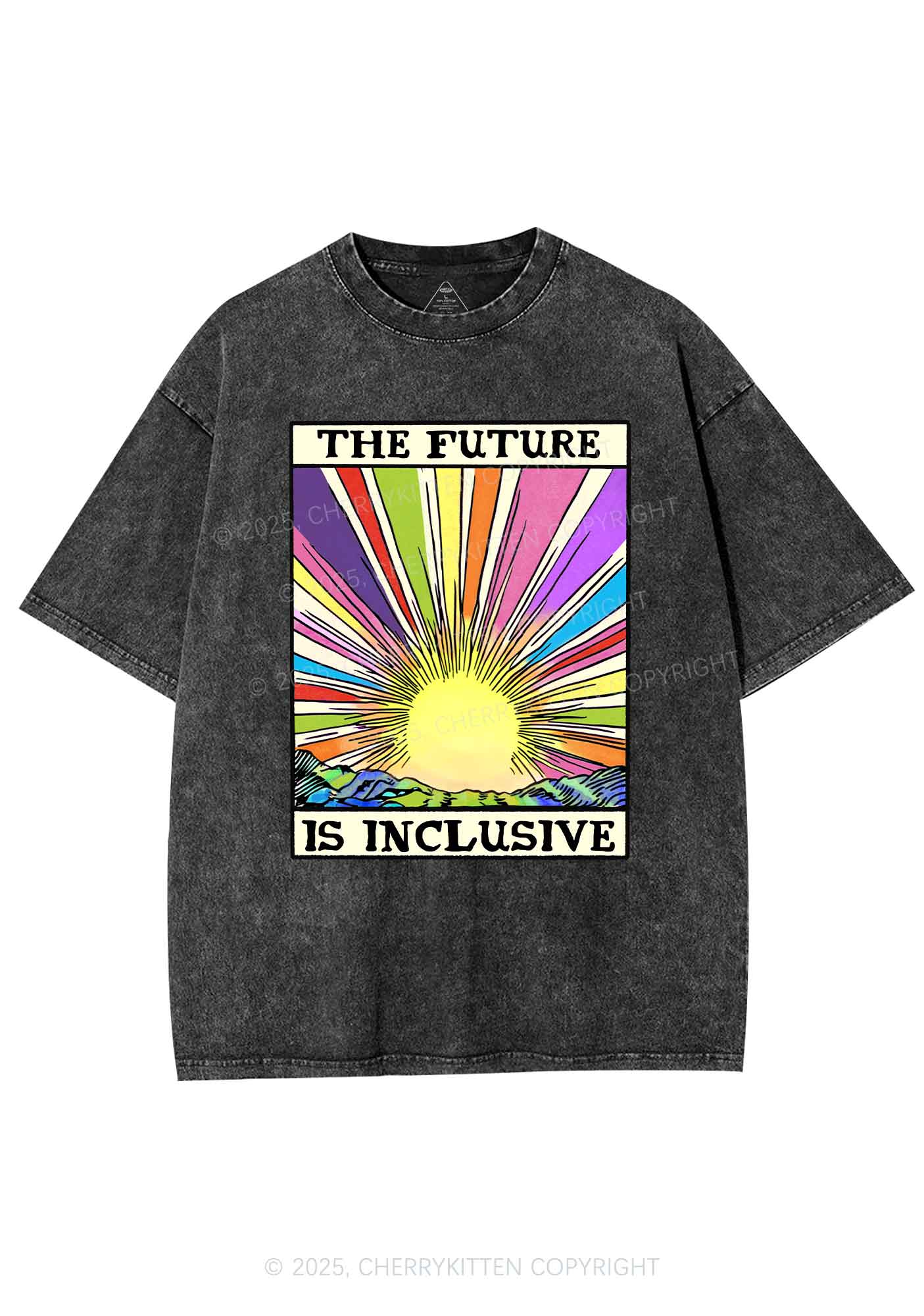 The Future Is Inclusive Pride Y2K Shirts Washed Tee Cherrykitten - Image 3