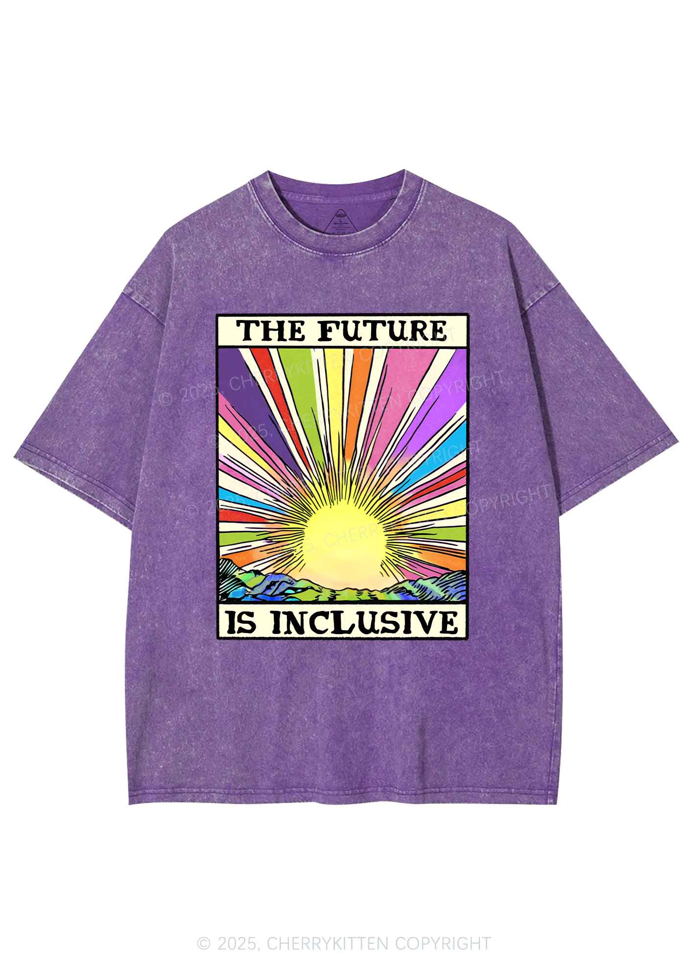 The Future Is Inclusive Pride Y2K Shirts Washed Tee Cherrykitten - Image 5