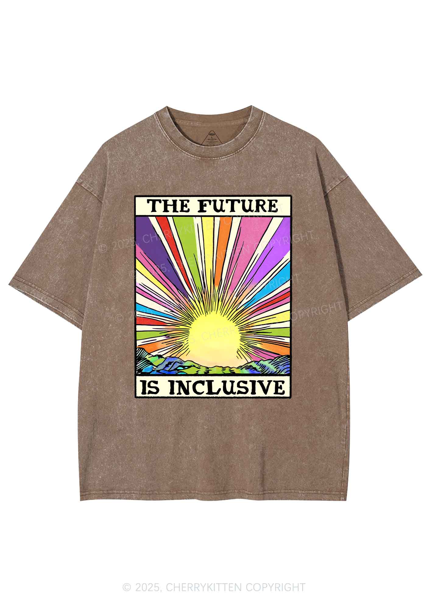 The Future Is Inclusive Pride Y2K Shirts Washed Tee Cherrykitten - Image 6