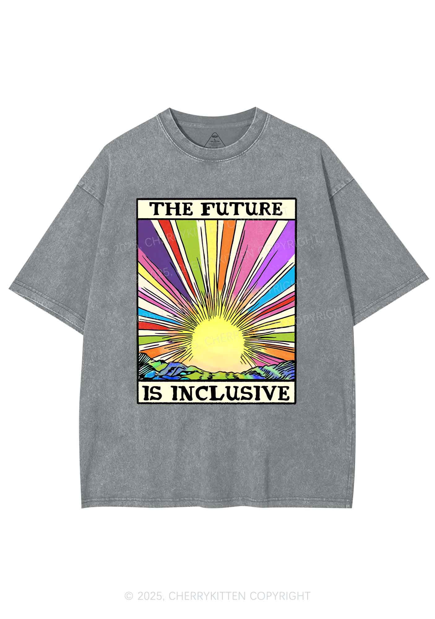 The Future Is Inclusive Pride Y2K Shirts Washed Tee Cherrykitten - Image 7